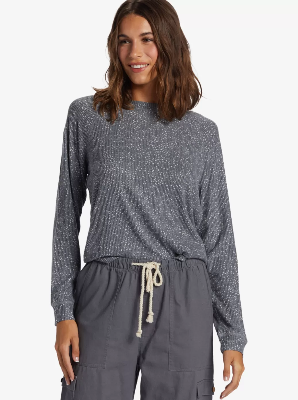 Tops | WOMEN ROXY Anchors Away Crew Rib Crew Neck Top Turbulence Confetti Dreams