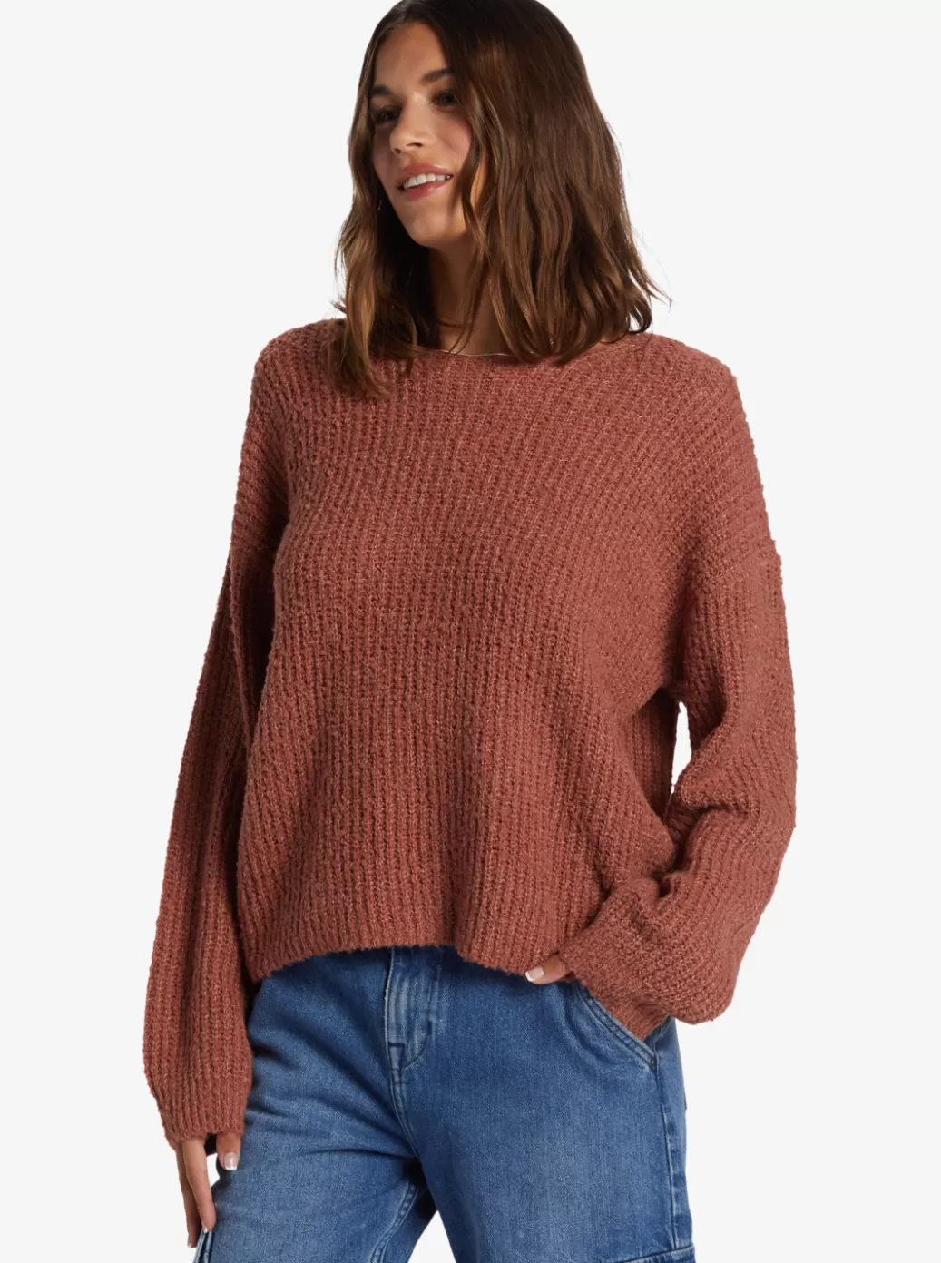 Sweaters | WOMEN ROXY Bombay Crew Neck Sweater Cedar Wood