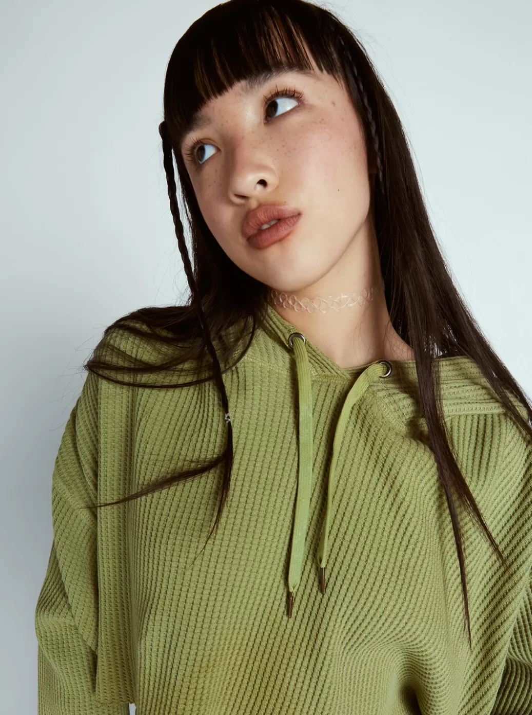 Chloe Kim | WOMEN ROXY Chloe Kim Off Duty Crop Hoodie Pullover Sweatshirt Iguana
