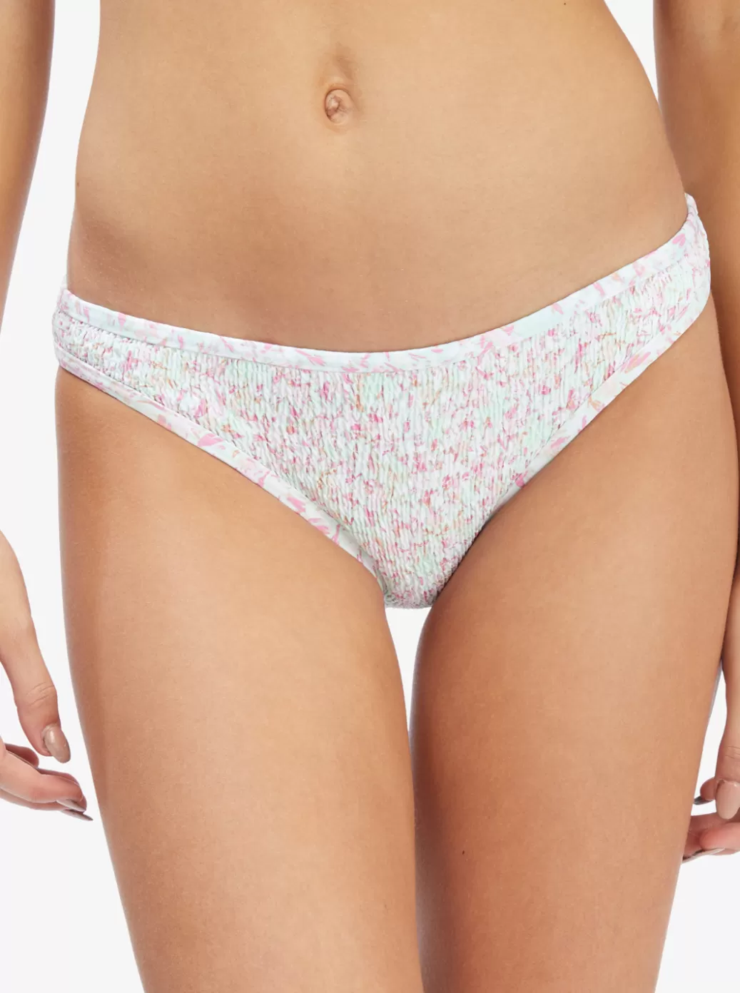 Bikini Bottoms | Bikinis | WOMEN ROXY Ditsy In Paradise Smocked Bikini Bottoms Brook Green Ditsy In Paradise