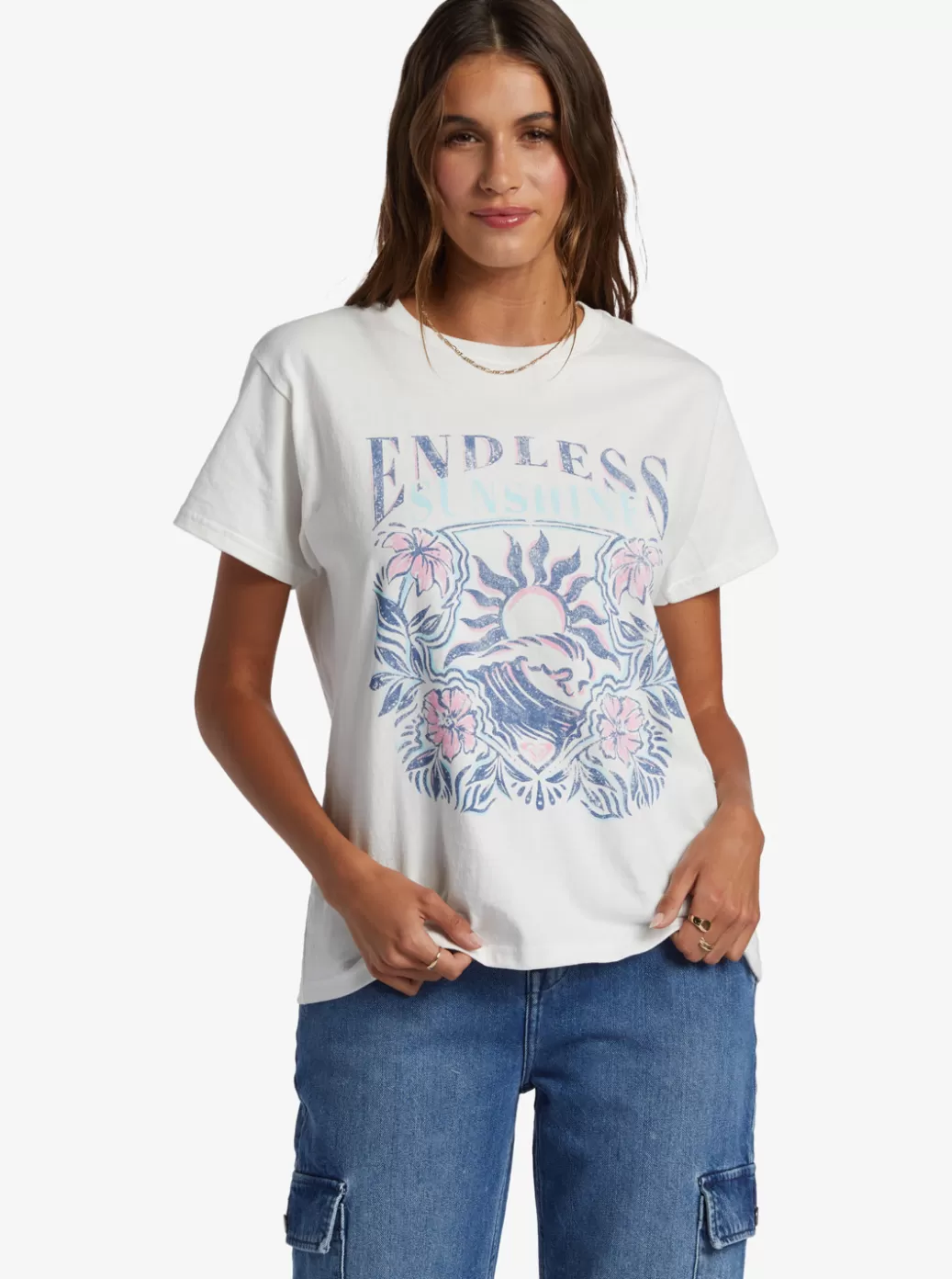 Tees & Tanks | WOMEN ROXY Endless Sunshine Oversized T-Shirt Snow White