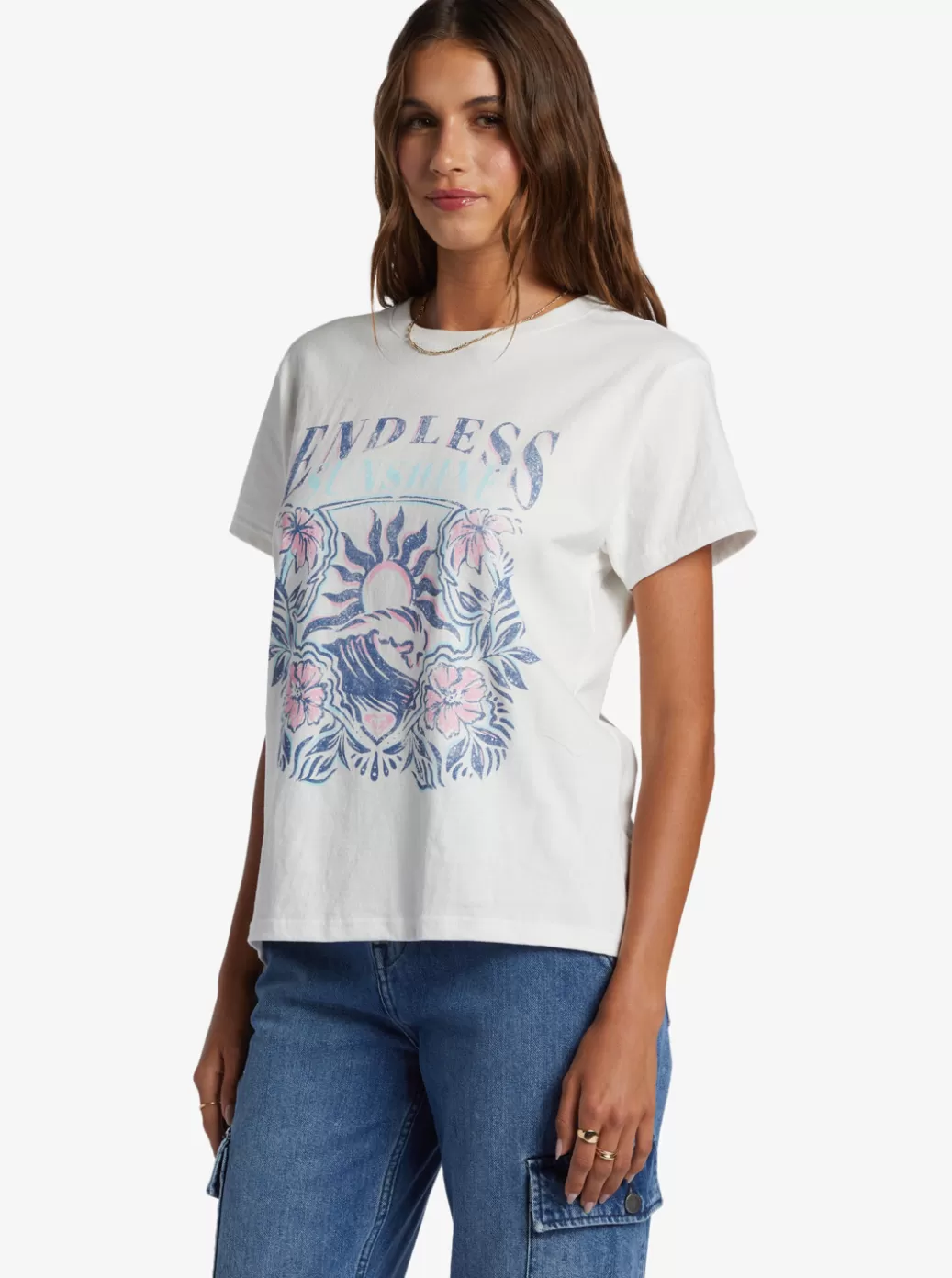 Tees & Tanks | WOMEN ROXY Endless Sunshine Oversized T-Shirt Snow White