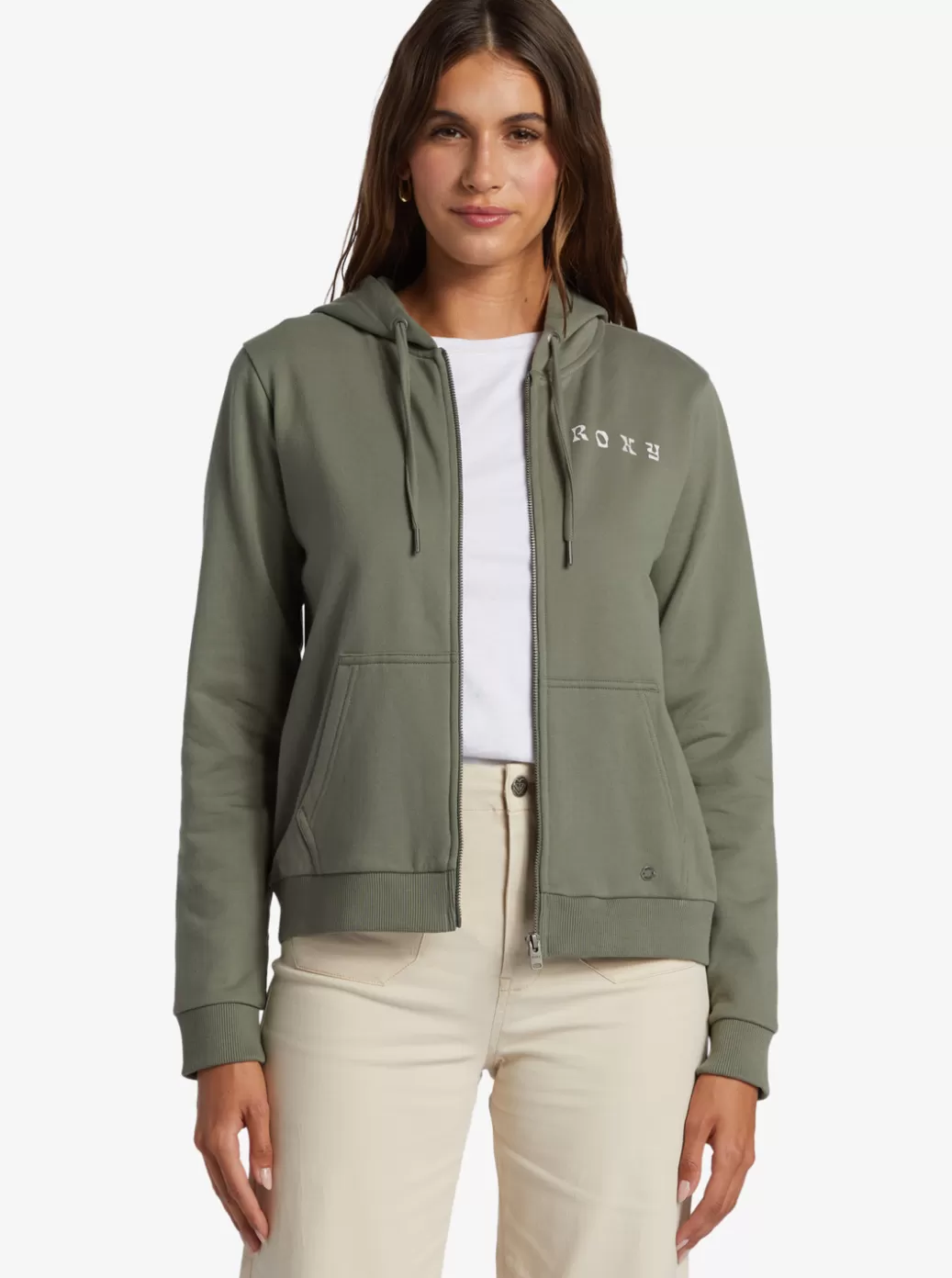 Loungewear | Sweaters | Jackets | Fleece & Hoodies | WOMEN ROXY Evening Hike Zip Zip-Up Hoodie Agave Green