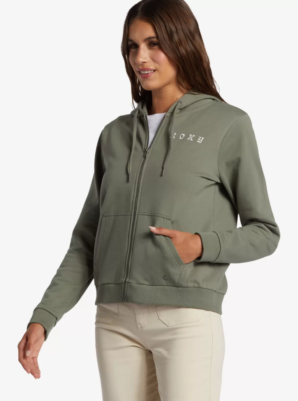 Loungewear | Sweaters | Jackets | Fleece & Hoodies | WOMEN ROXY Evening Hike Zip Zip-Up Hoodie Agave Green