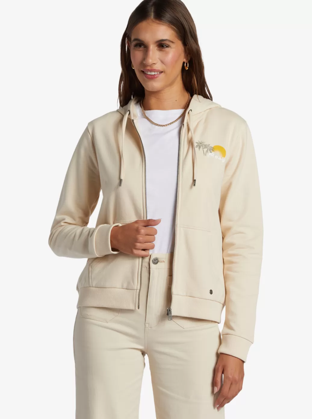 Loungewear | Sweaters | Jackets | Fleece & Hoodies | WOMEN ROXY Evening Hike Zip Zip-Up Hoodie Tapioca