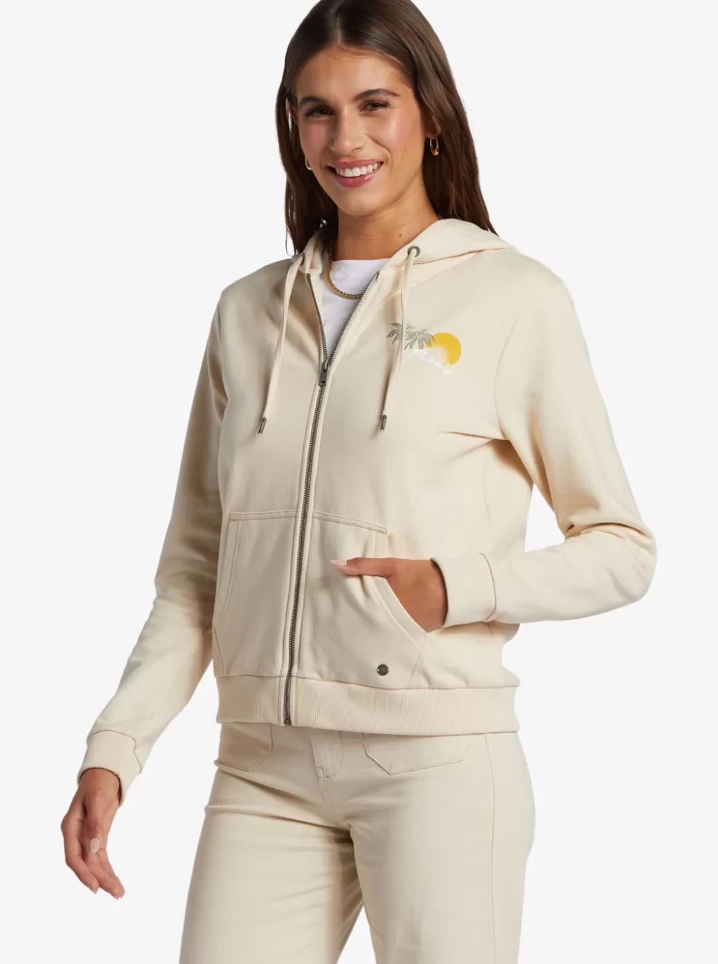 Loungewear | Sweaters | Jackets | Fleece & Hoodies | WOMEN ROXY Evening Hike Zip Zip-Up Hoodie Tapioca