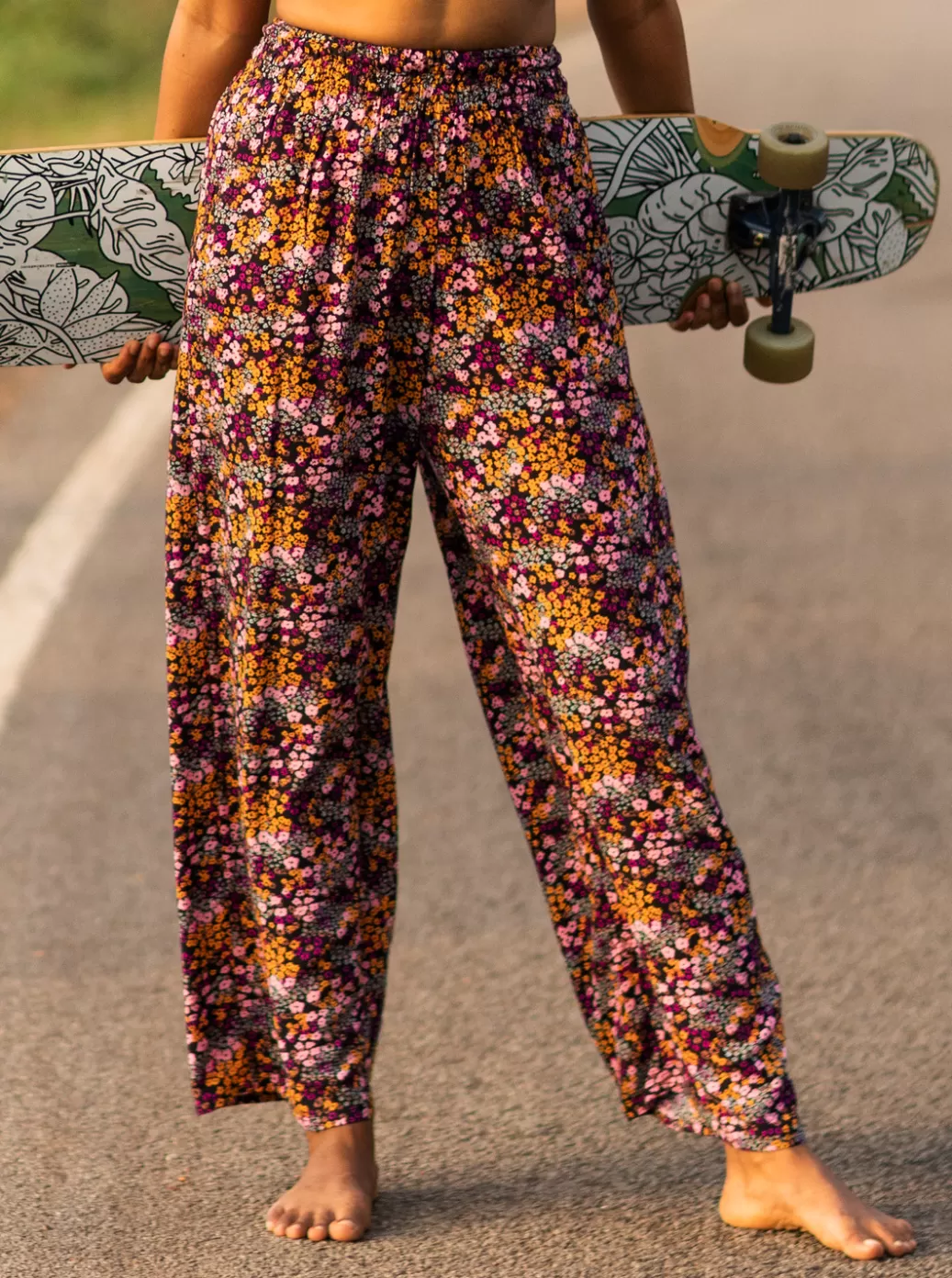 Pants & Jeans | WOMEN ROXY Forever And A Day Lightweight Pants Anthracite Floral Daze
