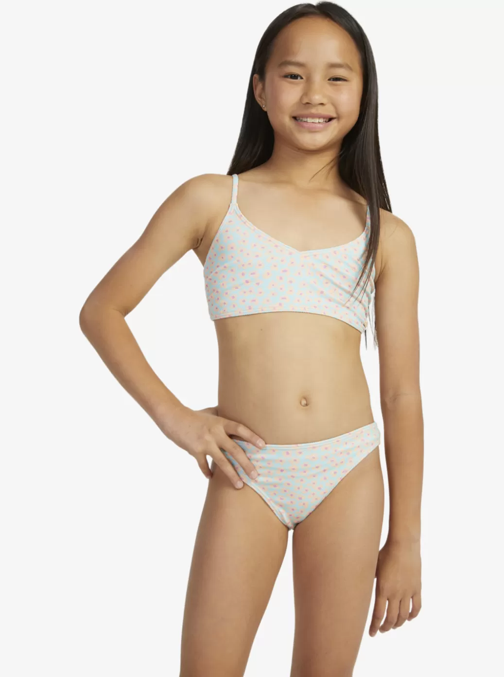 Swim | KIDS ROXY Girl's 7-16 Flower Bed Cropped Tank Set Bikini Set Aruba Blue Flower Bed