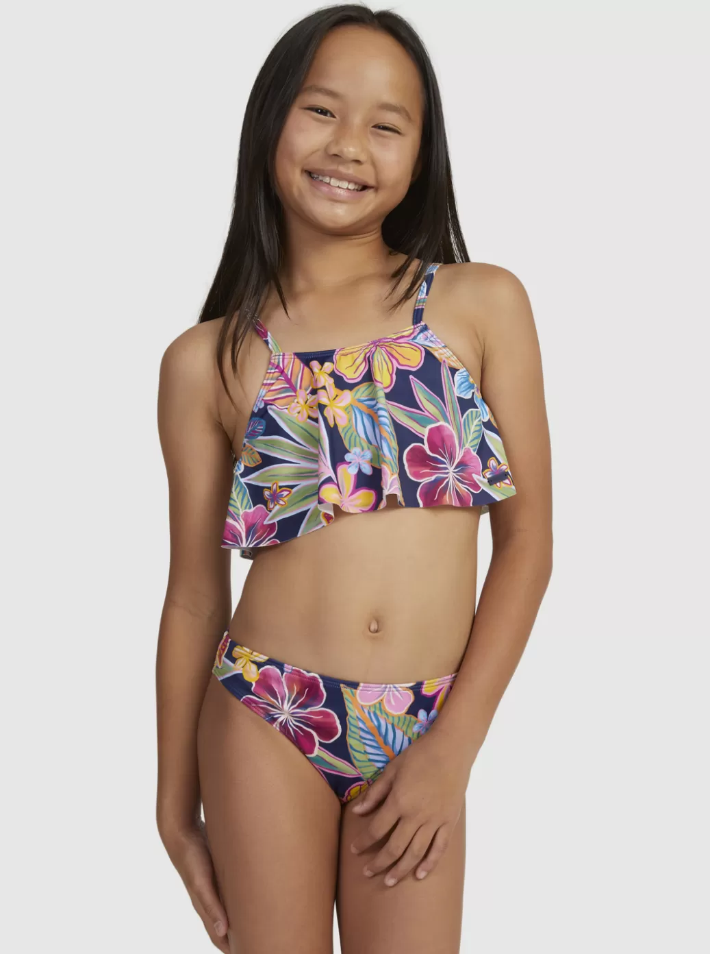 Swim | KIDS ROXY Girl's 7-16 Paradise Trip Two Piece Flutter Bikini Set Mood Indigotrue Paradise