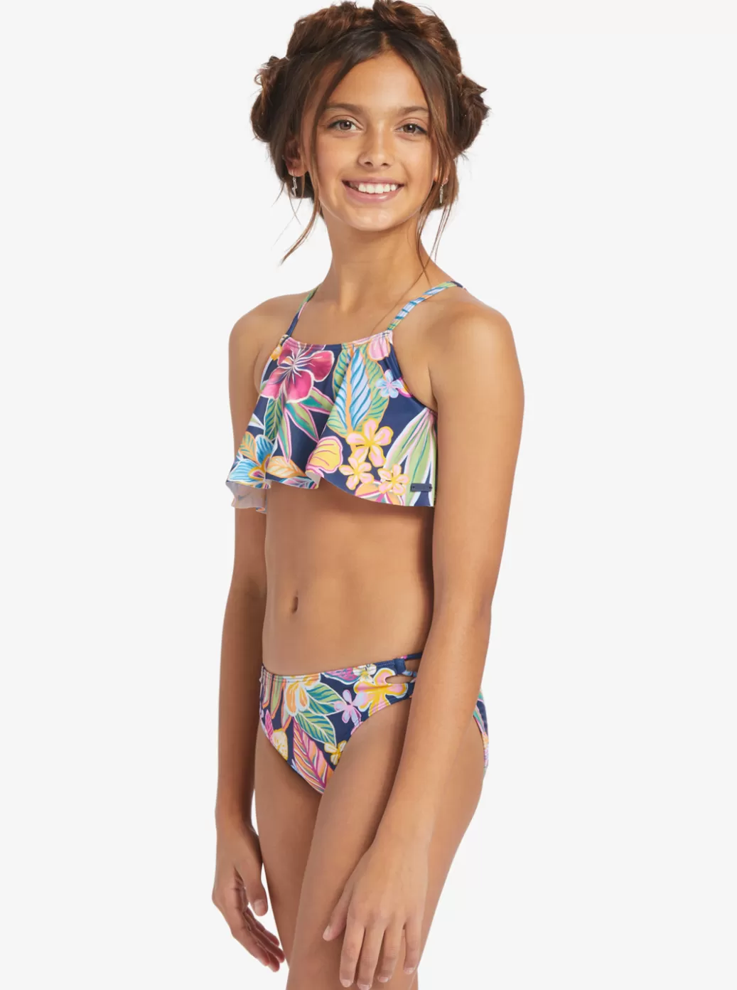 Swim | KIDS ROXY Girl's 7-16 Paradise Trip Two Piece Flutter Bikini Set Mood Indigotrue Paradise