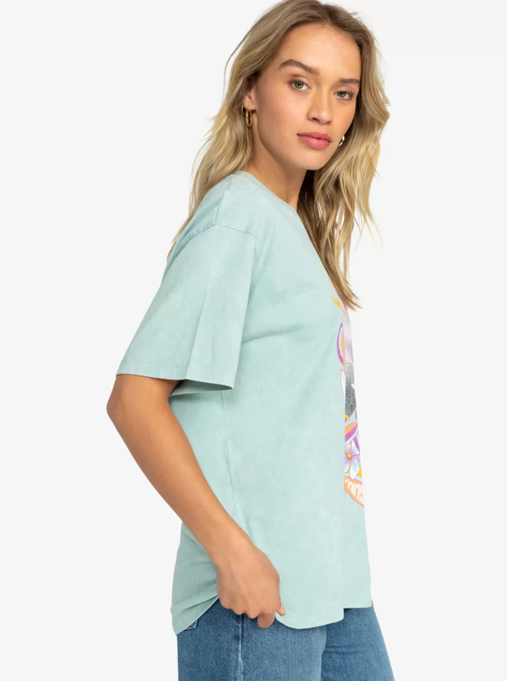Tees & Tanks | Tops | WOMEN ROXY Girl Need Love A Oversized T-Shirt Blue Surf