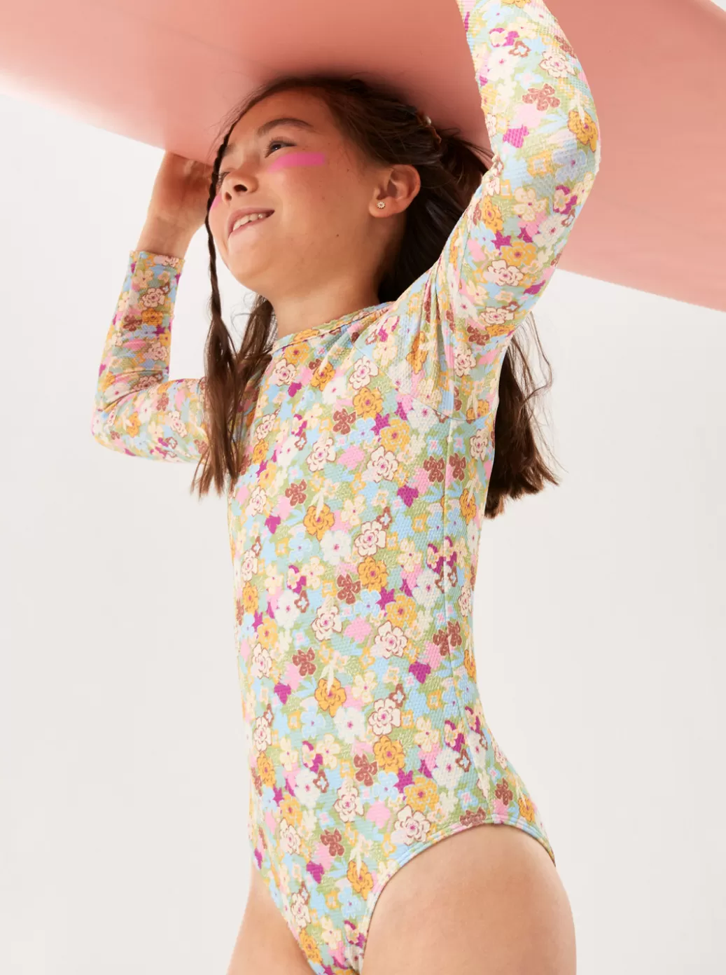 Surf | KIDS ROXY Girls' 7-16 Nostalgic Seaside Long-Sleeve Swimsuit Fern Memories