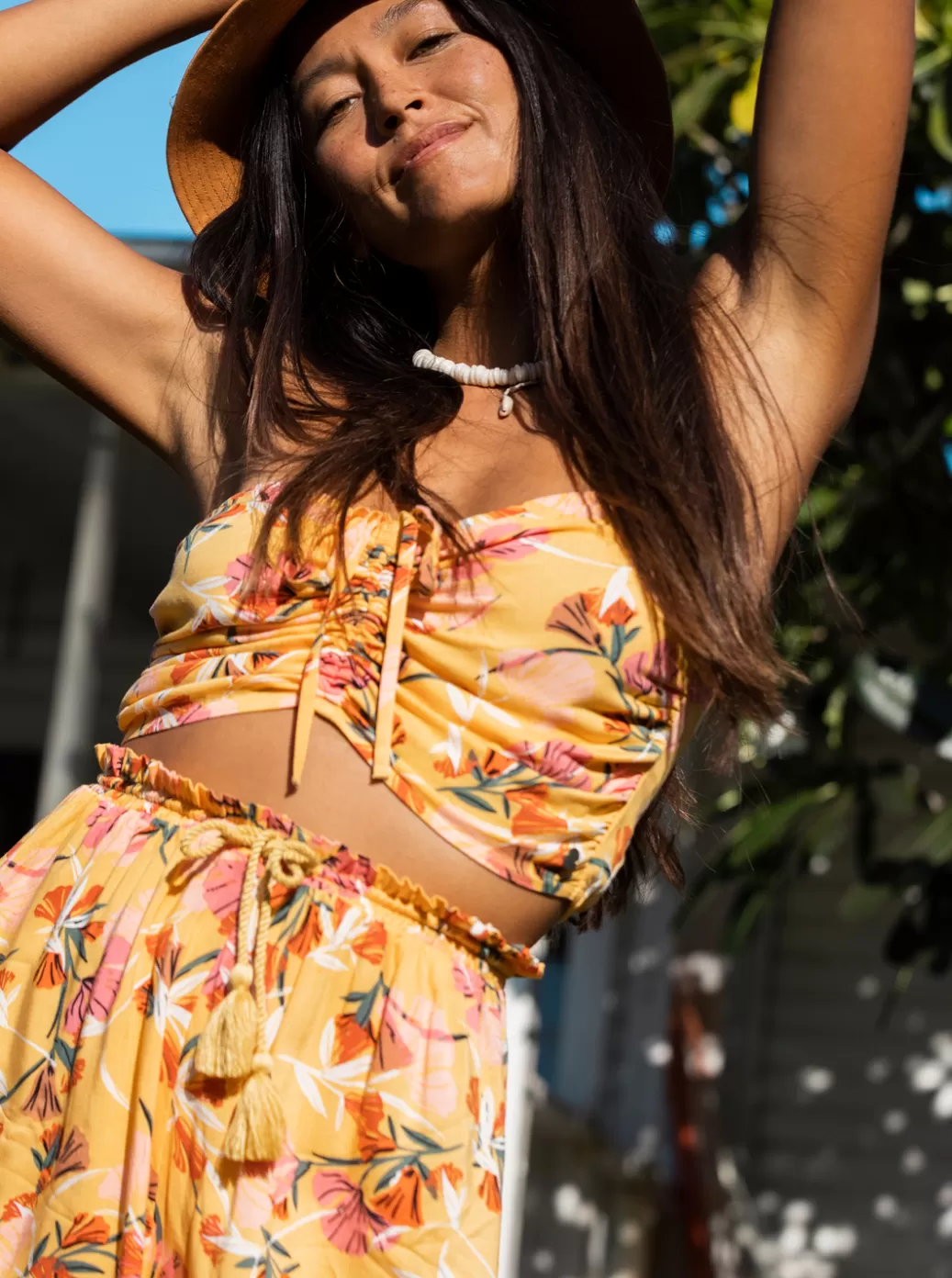 Shorts | WOMEN ROXY Happiness Awaits Beach Shorts Chamois Pressed Flowers