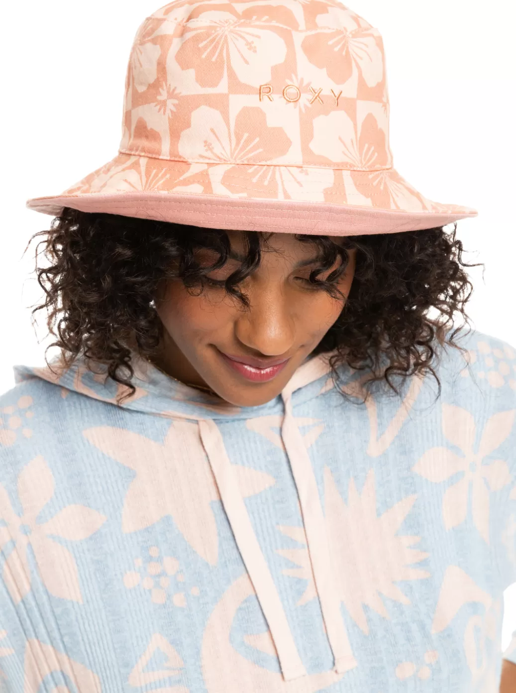 Hats | WOMEN ROXY Jasmine Paradise Reversible Bucket Hat Pale Dogwood Sun Clik