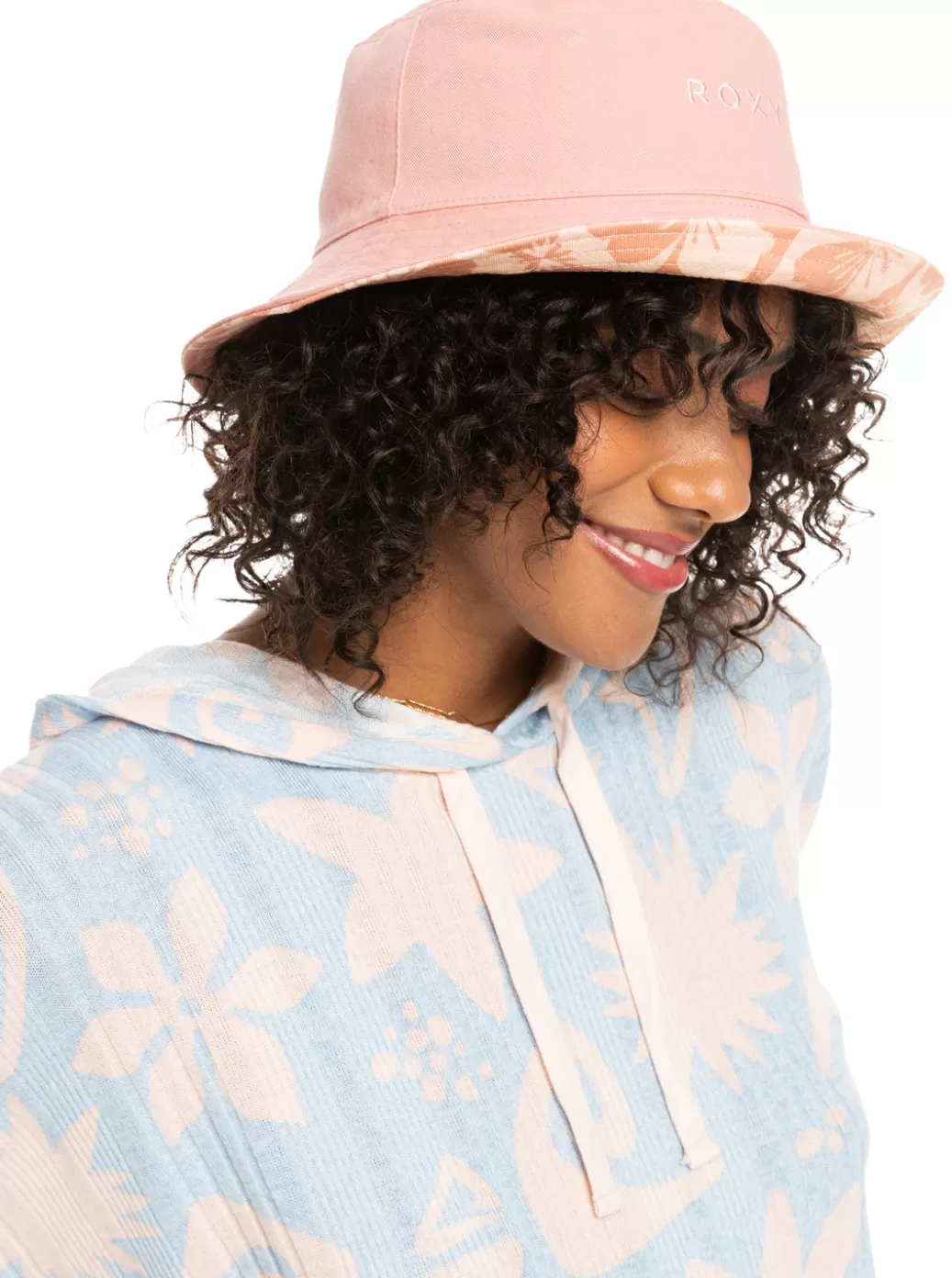 Hats | WOMEN ROXY Jasmine Paradise Reversible Bucket Hat Pale Dogwood Sun Clik