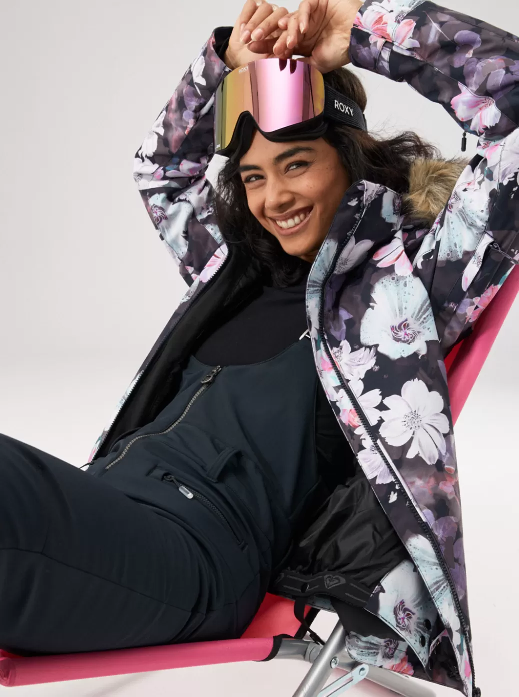 Snow Jackets | WOMEN ROXY Jet Ski Technical Snow Jacket True Black Blurry Flower