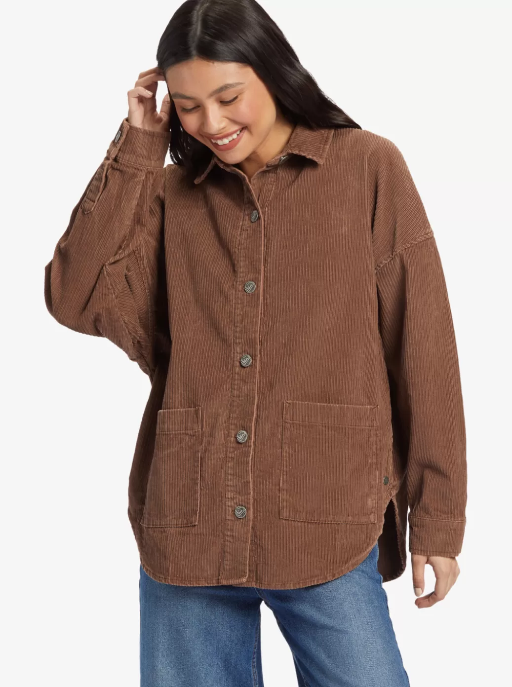 Jackets | WOMEN ROXY Kick Back Washed Corduroy Long Sleeve Shirt Sorrel Horse