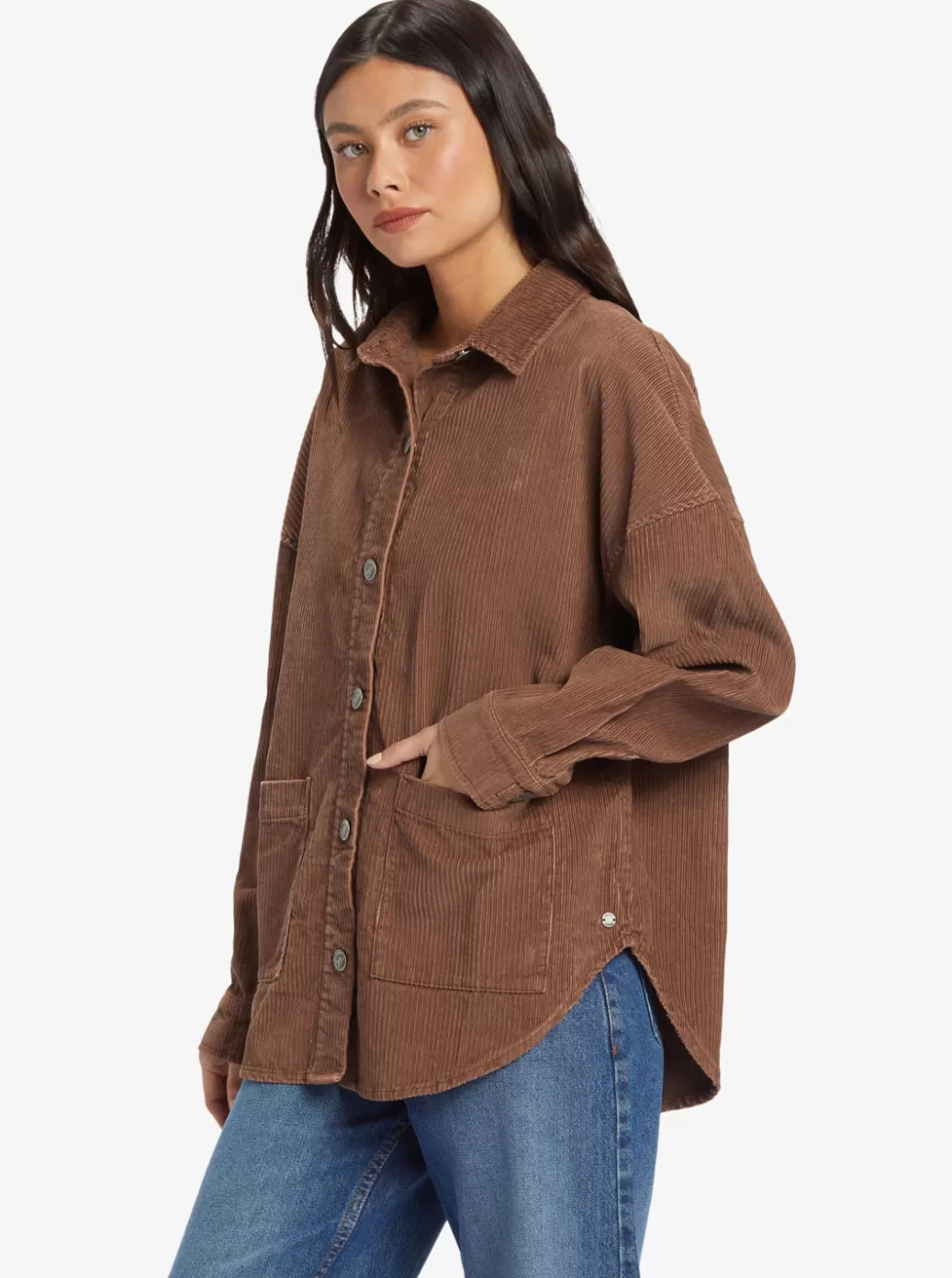 Jackets | WOMEN ROXY Kick Back Washed Corduroy Long Sleeve Shirt Sorrel Horse