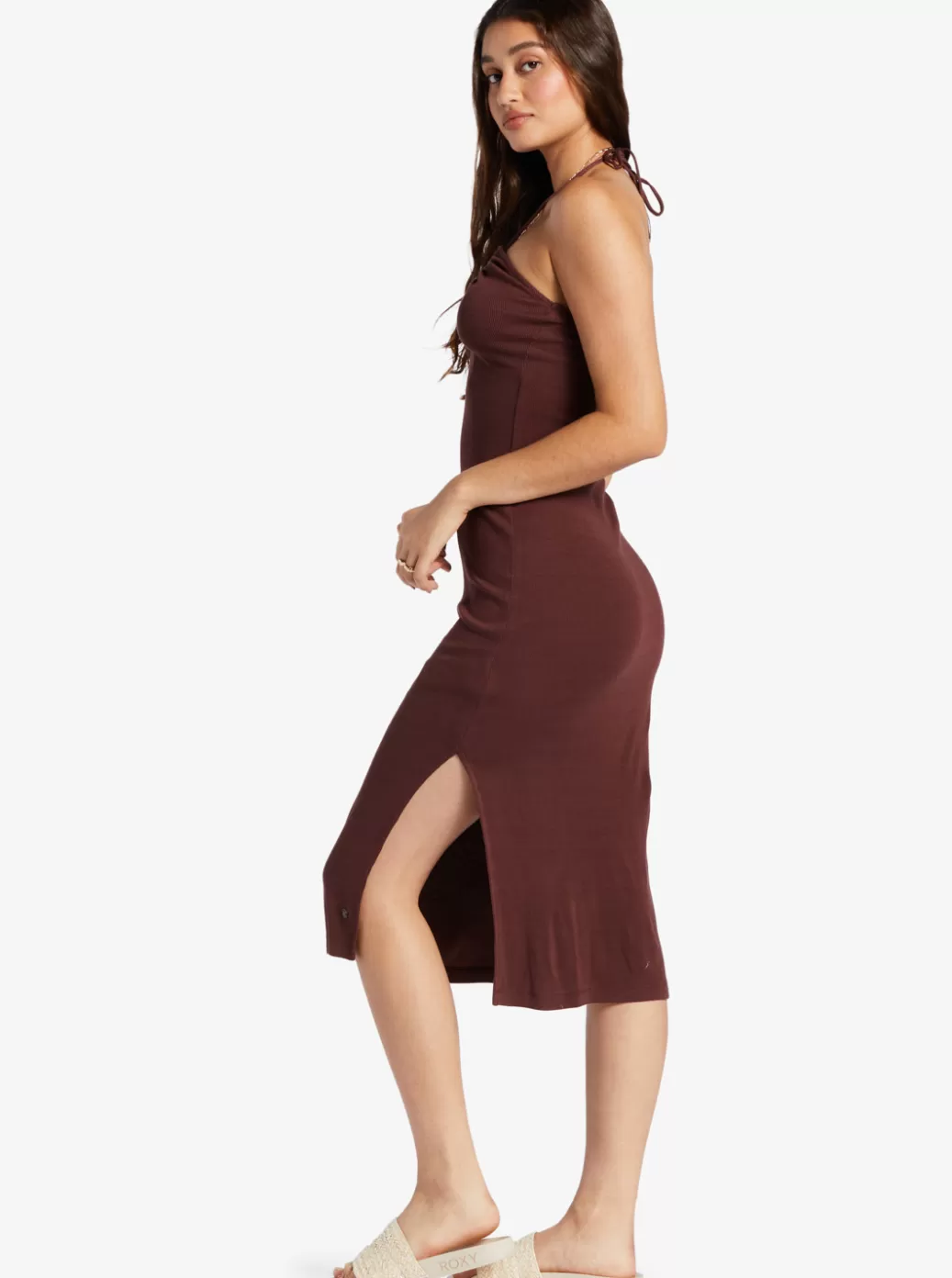 Dresses | WOMEN ROXY Late Sunset Halter Midi Dress Bitter Chocolate