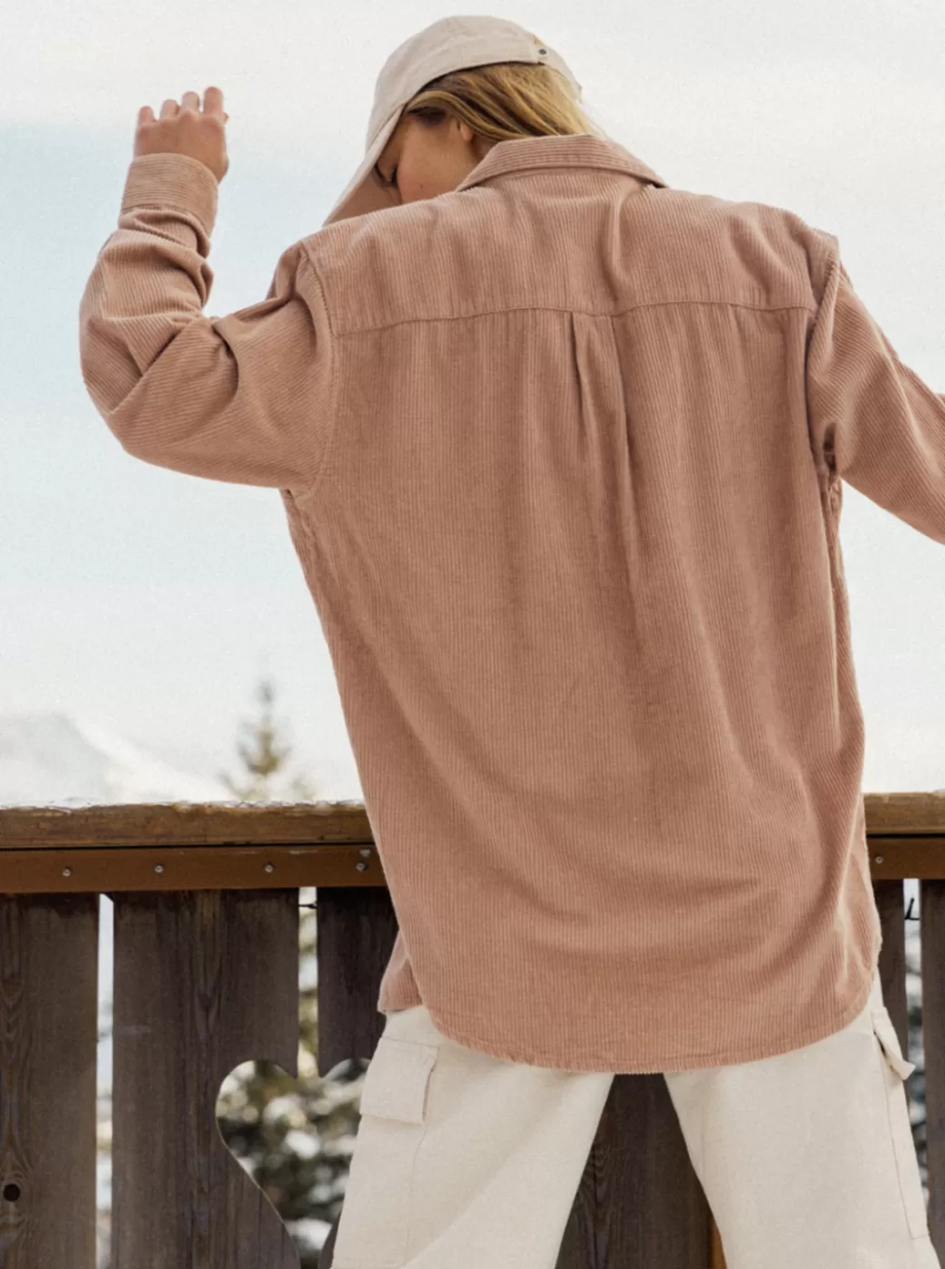 Tops | WOMEN ROXY Let It Go Corduroy Long Sleeve Top Warm Taupe
