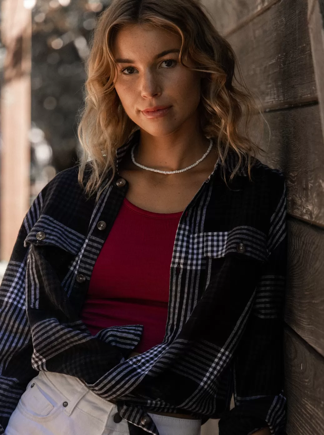 Tops | WOMEN ROXY Let It Go Flannel Long Sleeve Shirt Anthracite Hallo Plaid