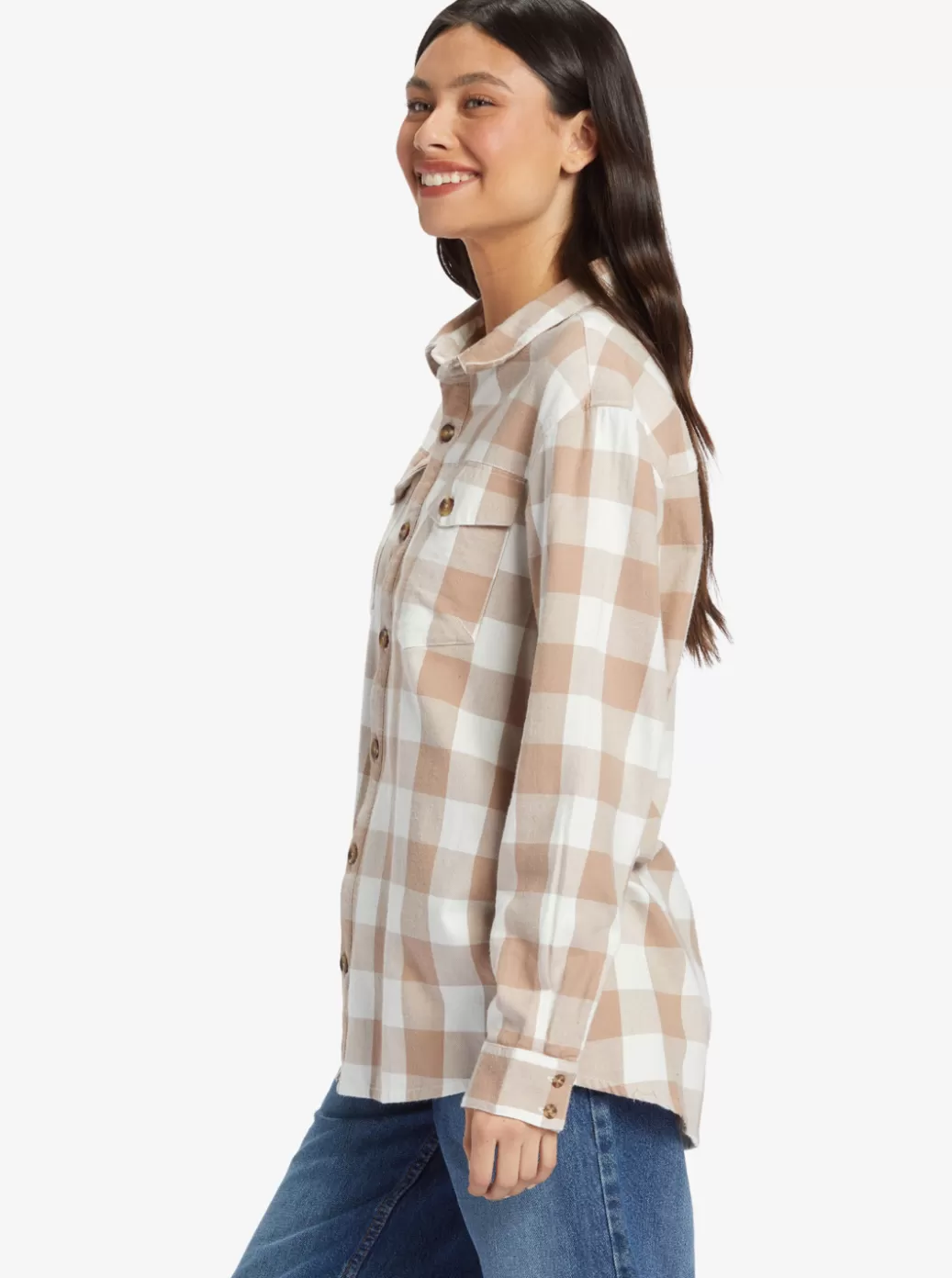 Tops | WOMEN ROXY Let It Go Long Sleeve Shirt Wild And Free Check