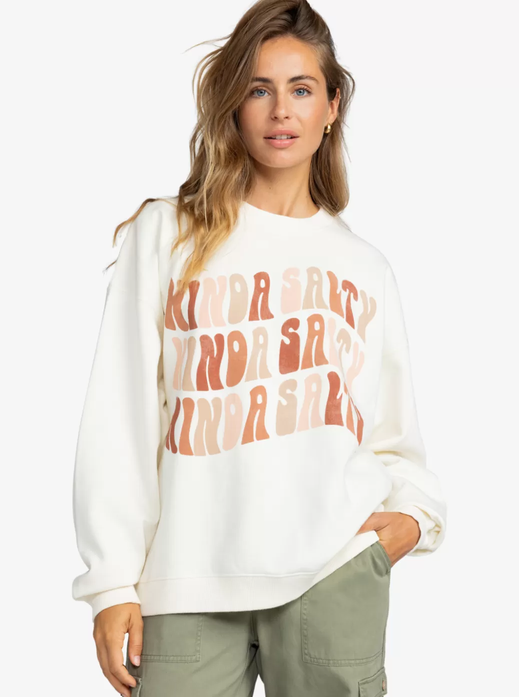 Loungewear | Fleece & Hoodies | WOMEN ROXY Lineup Oversized Sweatshirt Egret