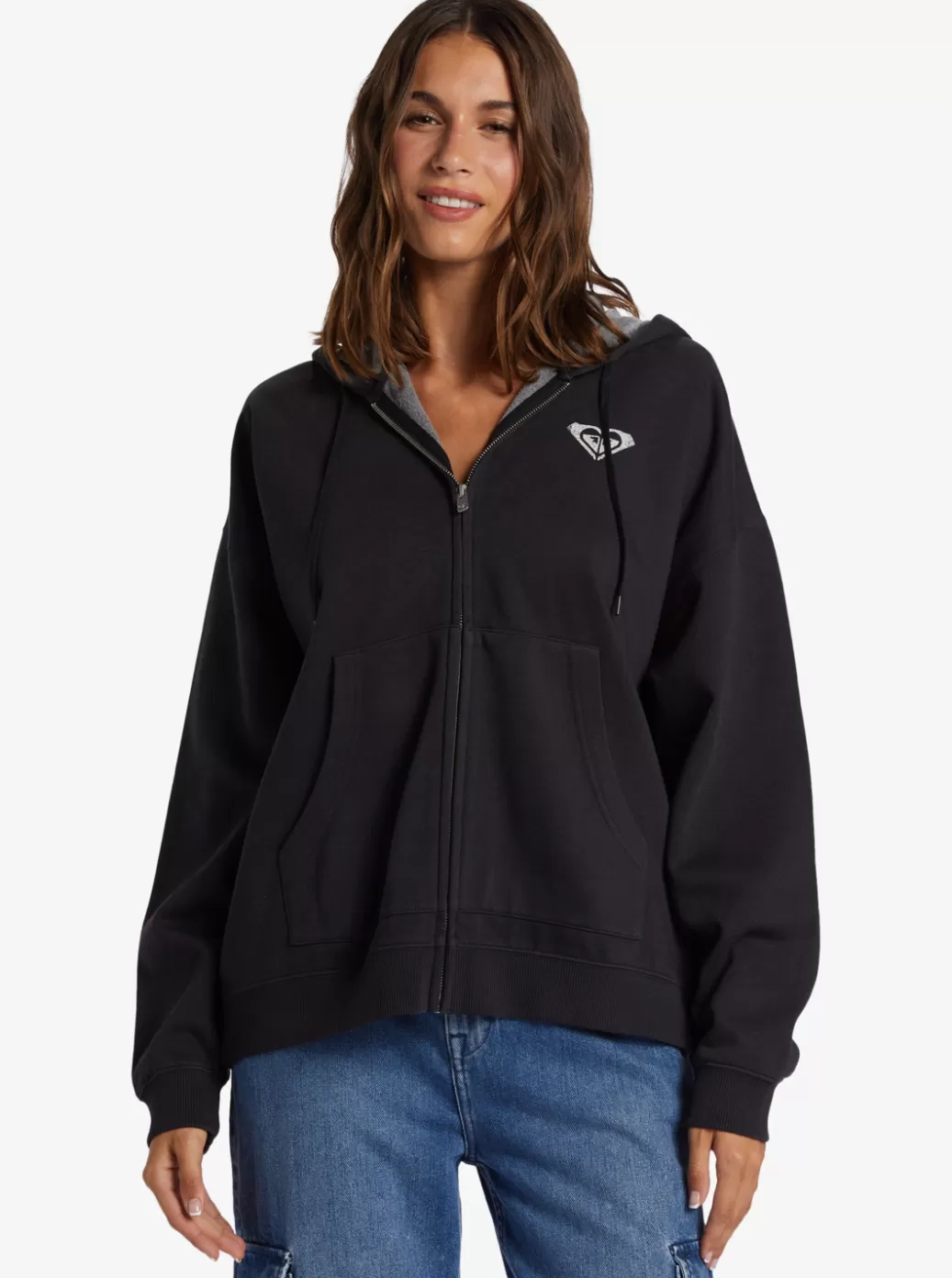Loungewear | Fleece & Hoodies | WOMEN ROXY Lineup Oversized Zip-Up Sweatshirt Anthracite