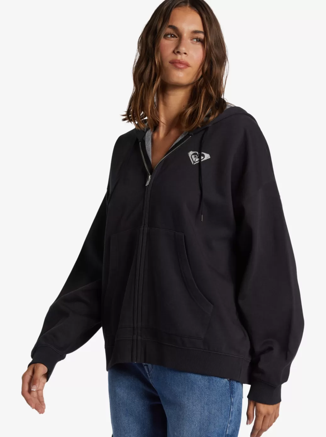 Loungewear | Fleece & Hoodies | WOMEN ROXY Lineup Oversized Zip-Up Sweatshirt Anthracite