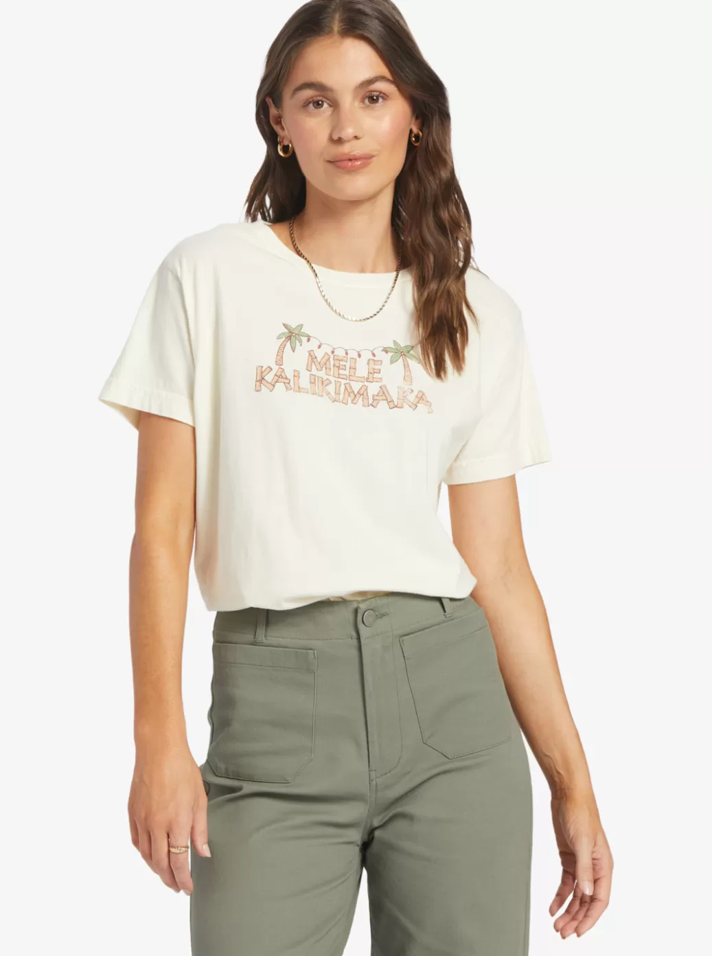 Tees & Tanks | Tops | WOMEN ROXY Mele Tiki Boyfriend T-Shirt Egret