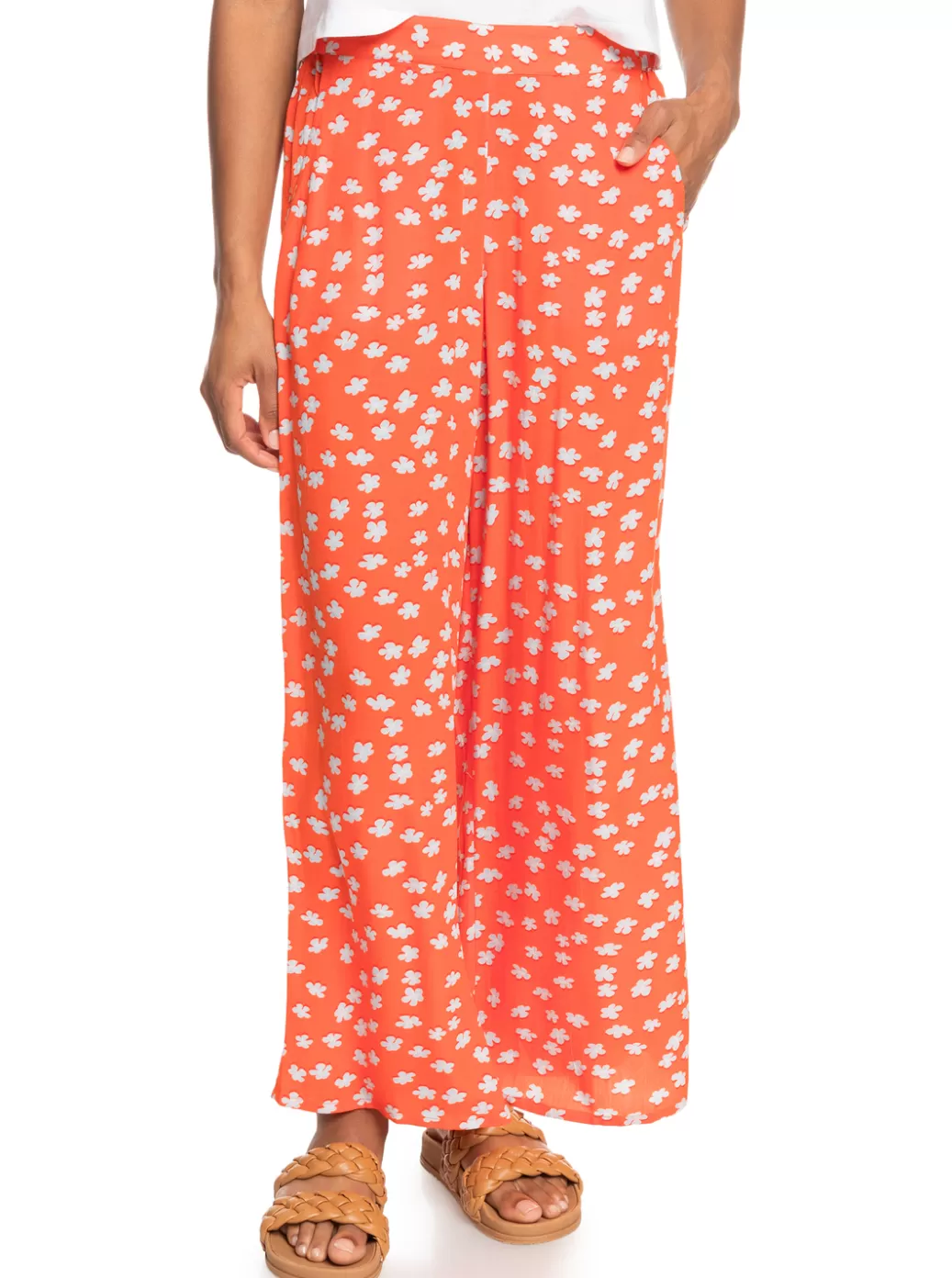 Pants & Jeans | WOMEN ROXY Midnight New Avenue Wide Leg Trousers Tiger Lily Flower Rain