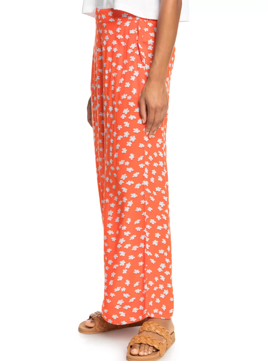Pants & Jeans | WOMEN ROXY Midnight New Avenue Wide Leg Trousers Tiger Lily Flower Rain