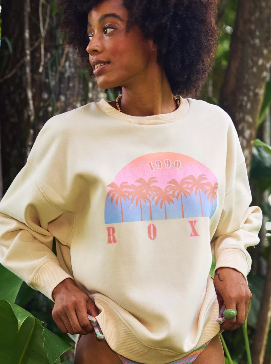 Loungewear | Fleece & Hoodies | WOMEN ROXY Morning Hike I Crew Neck Sweatshirt Tapioca