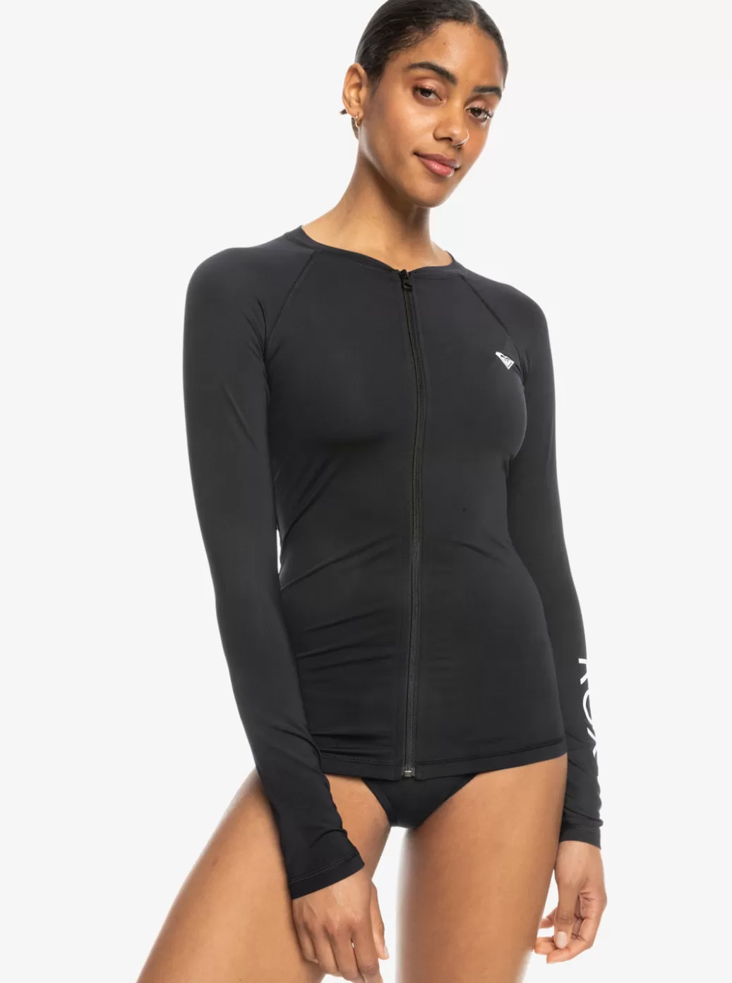 Rashguards | WOMEN ROXY New Essentials Long Sleeve Zip-Up Rashguard Anthracite