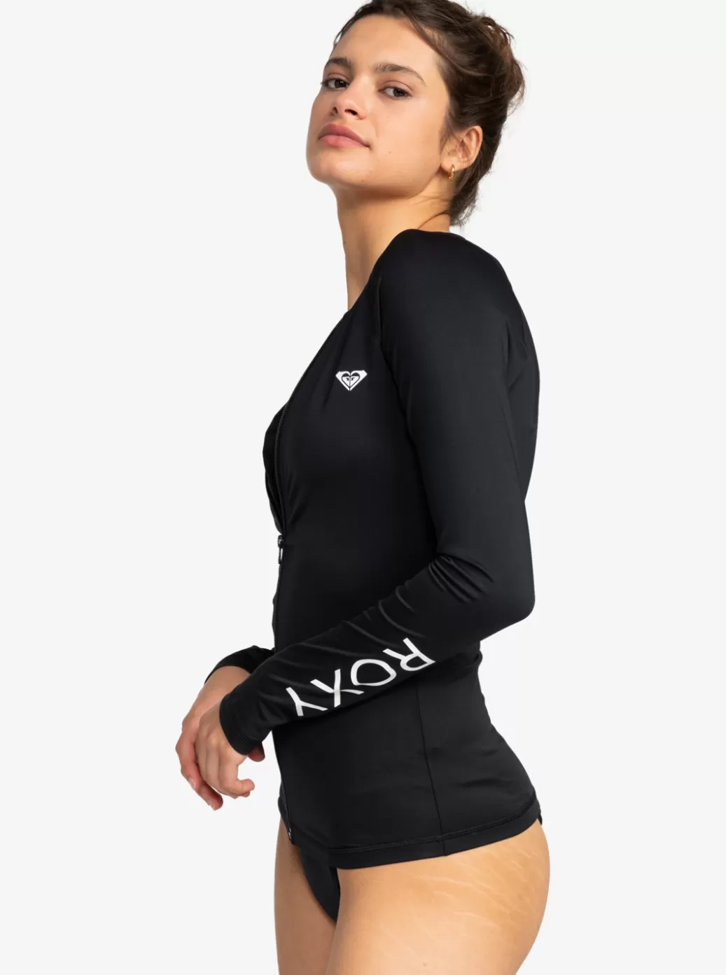 Rashguards | WOMEN ROXY New Essentials Long Sleeve Zip-Up Rashguard Anthracite