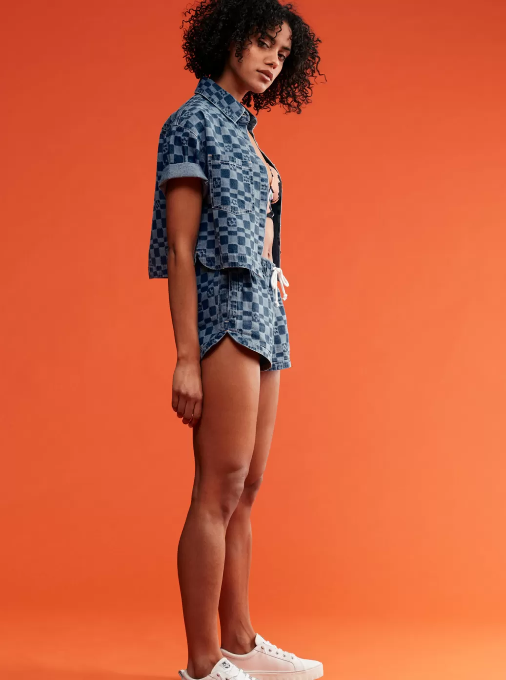 Shorts | WOMEN ROXY New Impossible Printed Denim Shorts Mood Indigo Sol Power