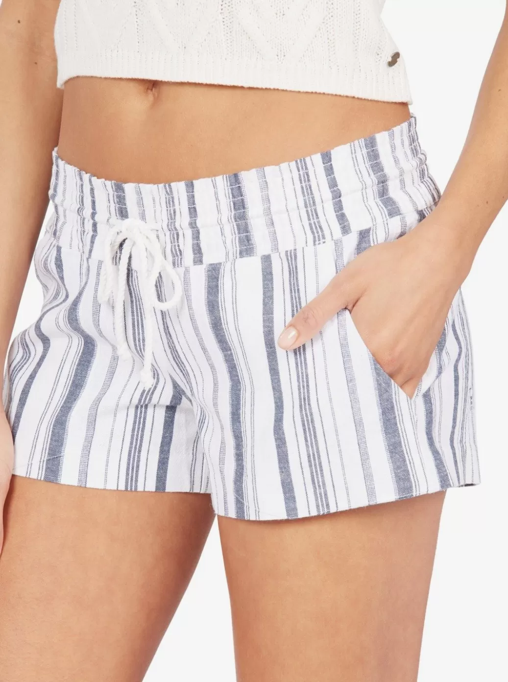 Shorts | WOMEN ROXY Oceanside Elasticized Shorts Mood Indigo Beachside Stripe