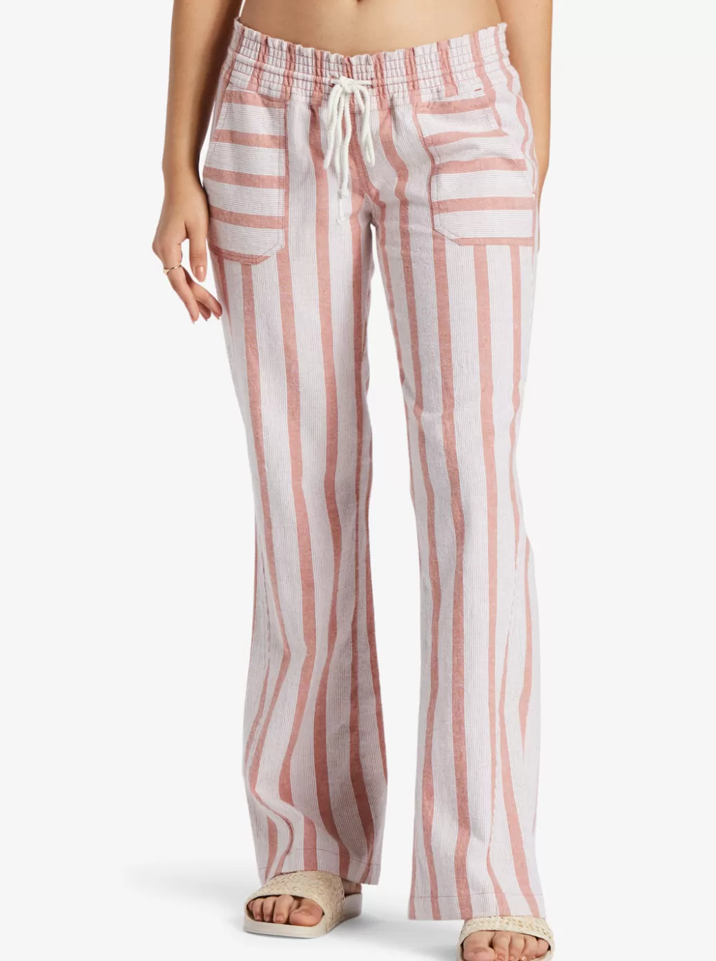 Pants & Jeans | WOMEN ROXY Oceanside Flared Pants Cedar Wood Bonzer Bico Stripe