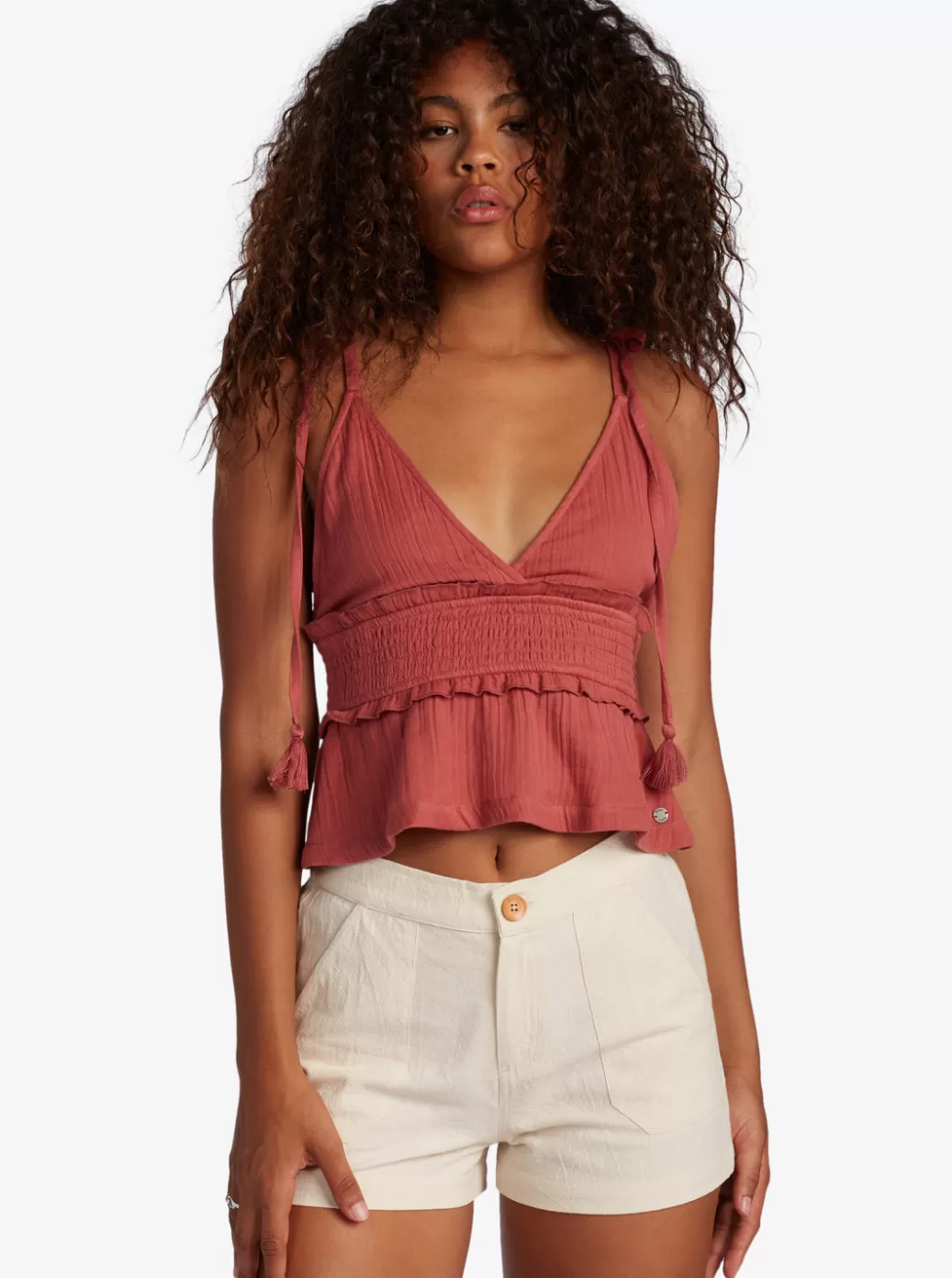 Shorts | WOMEN ROXY Oceanside High Waisted Short Non-Denim Shorts Tapioca