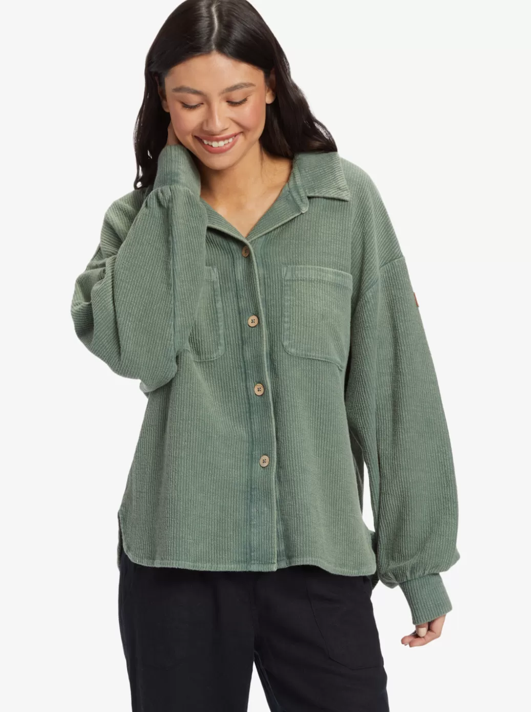 Sweaters | Jackets | WOMEN ROXY Off Duty Knit Shacket Overshirt Agave Green