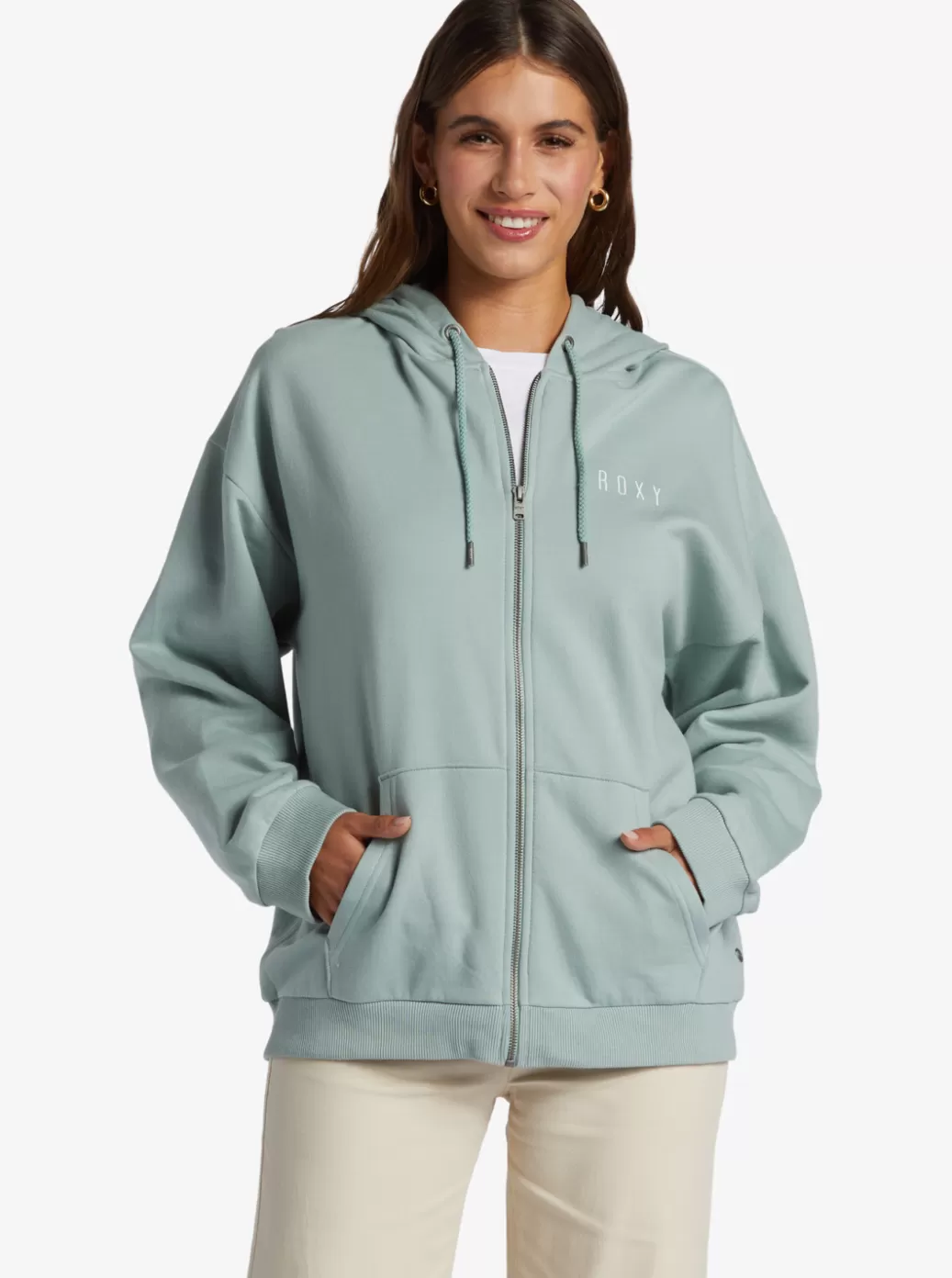 Loungewear | Sweaters | Jackets | Fleece & Hoodies | WOMEN ROXY Oversized Evening Hike Hoodie Blue Surf