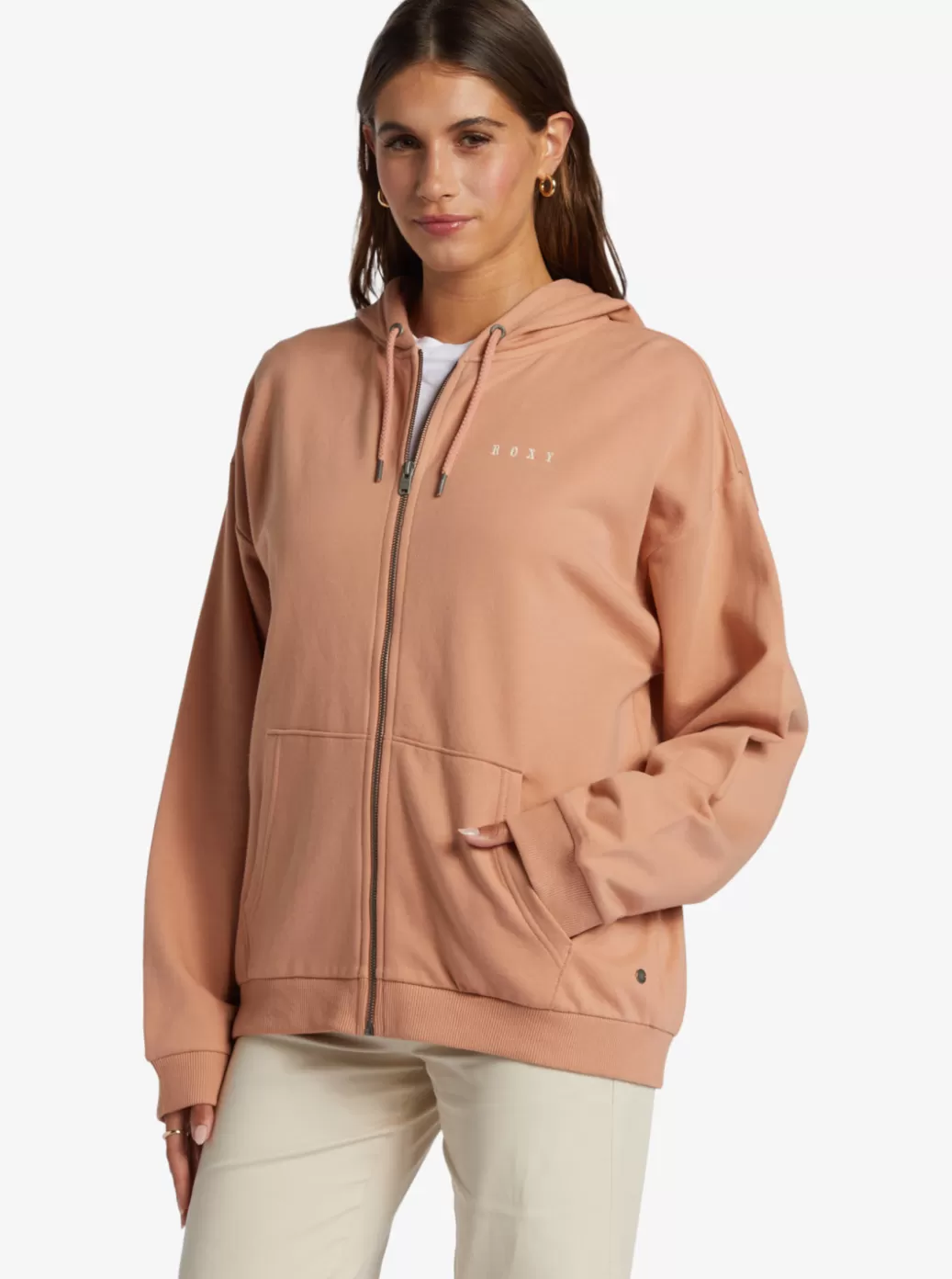Loungewear | Sweaters | Jackets | Fleece & Hoodies | WOMEN ROXY Oversized Evening Hike Hoodie Cafe Creme