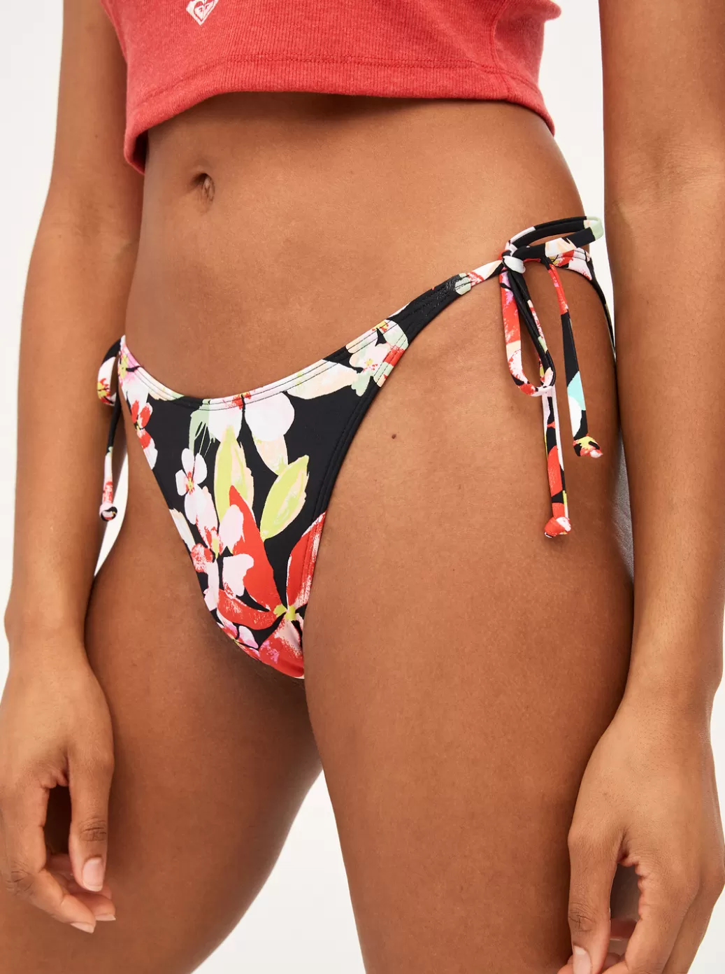Bikini Bottoms | Bikinis | WOMEN ROXY Pants Beach Classics Tie Side High Leg Cheeky Bikini Bottoms Anthracite New Life