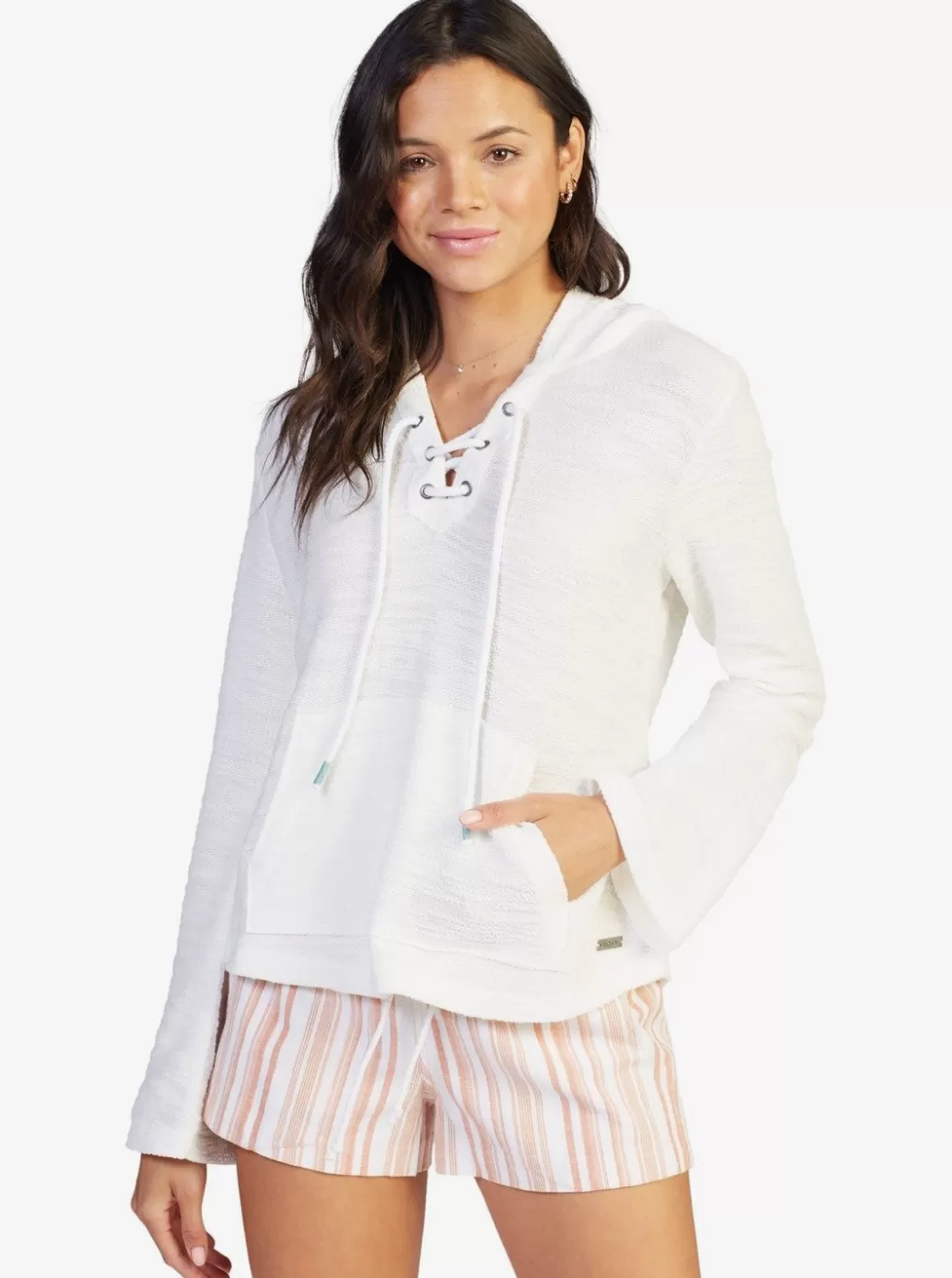 Loungewear | Fleece & Hoodies | WOMEN ROXY Pearling Oversized Poncho Style Hoodie Snow White
