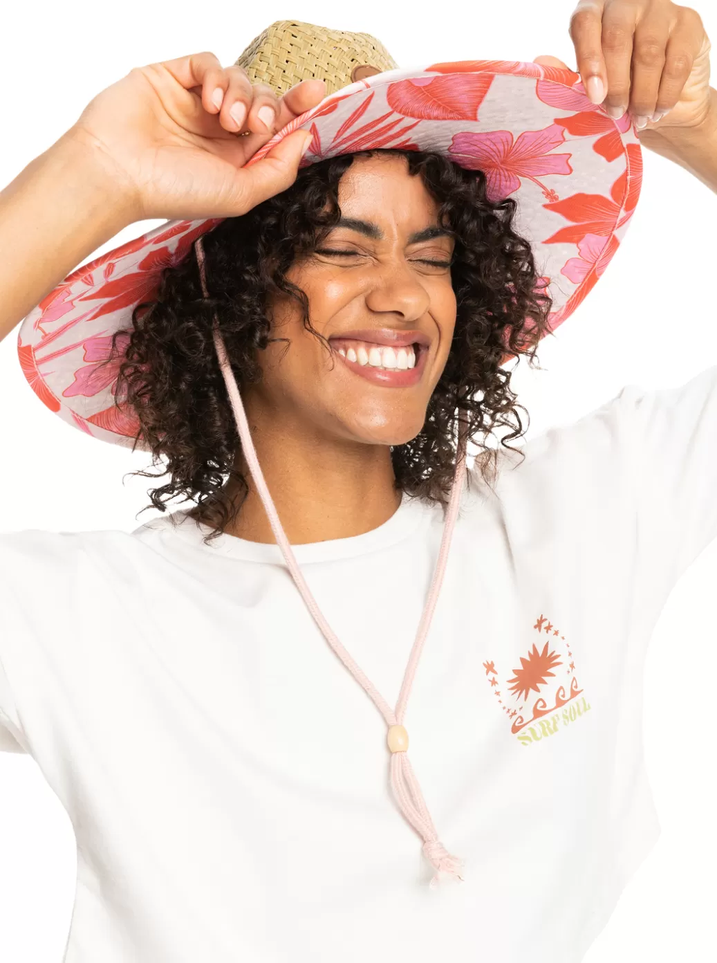 Hats | WOMEN ROXY Pina To My Colada Printed Sun Hat Pale Dogwood Lhibiscus