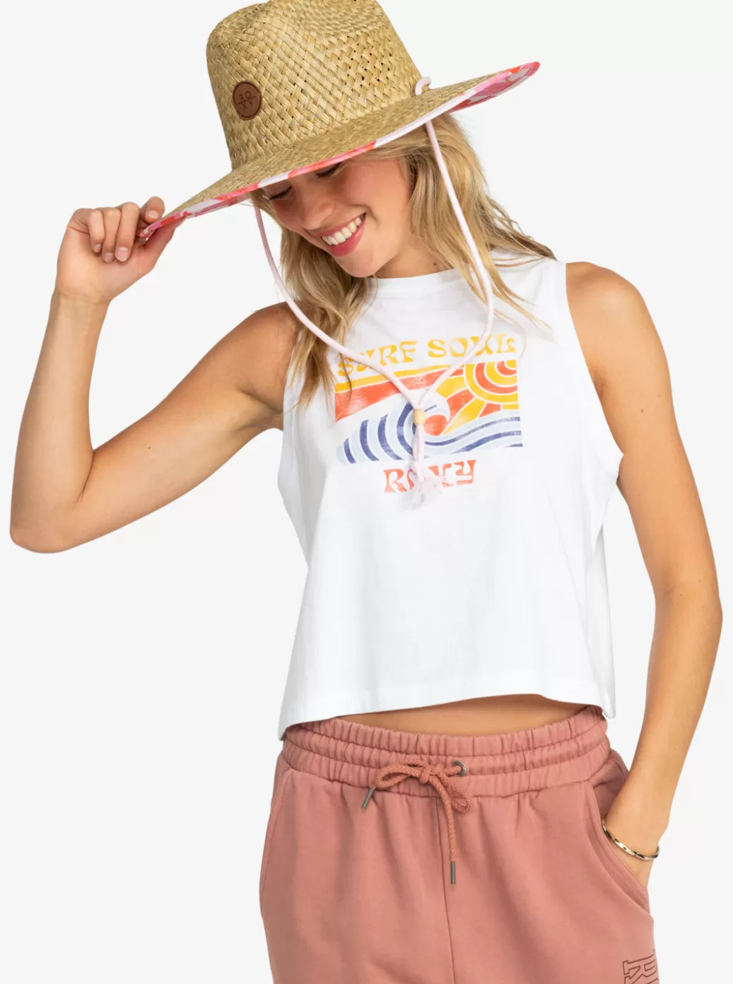 Hats | WOMEN ROXY Pina To My Colada Printed Sun Hat Pale Dogwood Lhibiscus