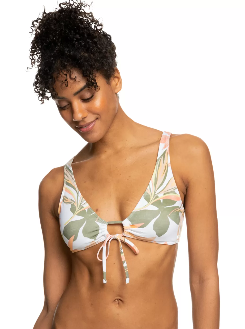 Bikini Tops | Bikinis | WOMEN ROXY Printed Beach Classics Bralette Bikini Top Bright White Subtly Salty Flat