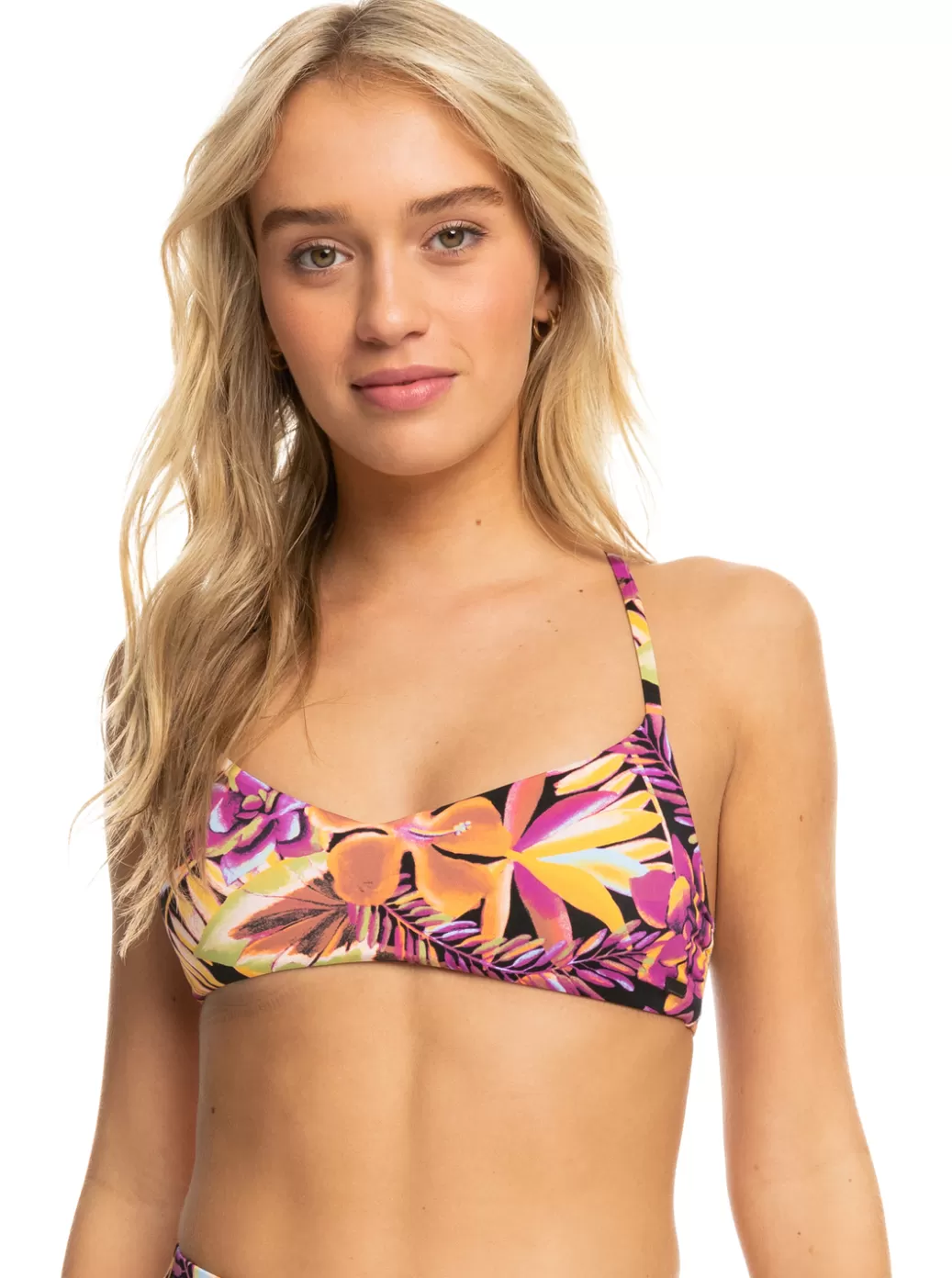 Bikini Tops | Bikinis | WOMEN ROXY Printed Beach Classics Bralette Bikini Top Anthracite Hot Tropics Swim Ax