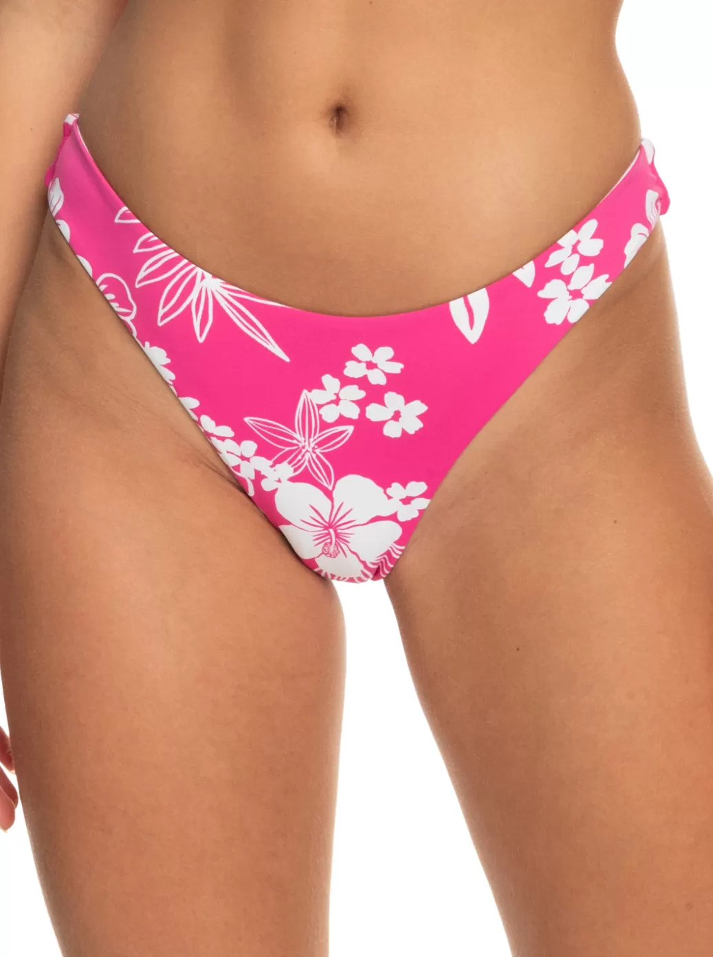 Bikini Bottoms | Bikinis | WOMEN ROXY Printed Beach Classics Cheeky Bikini Bottoms Shocking Pink Hello Aloha
