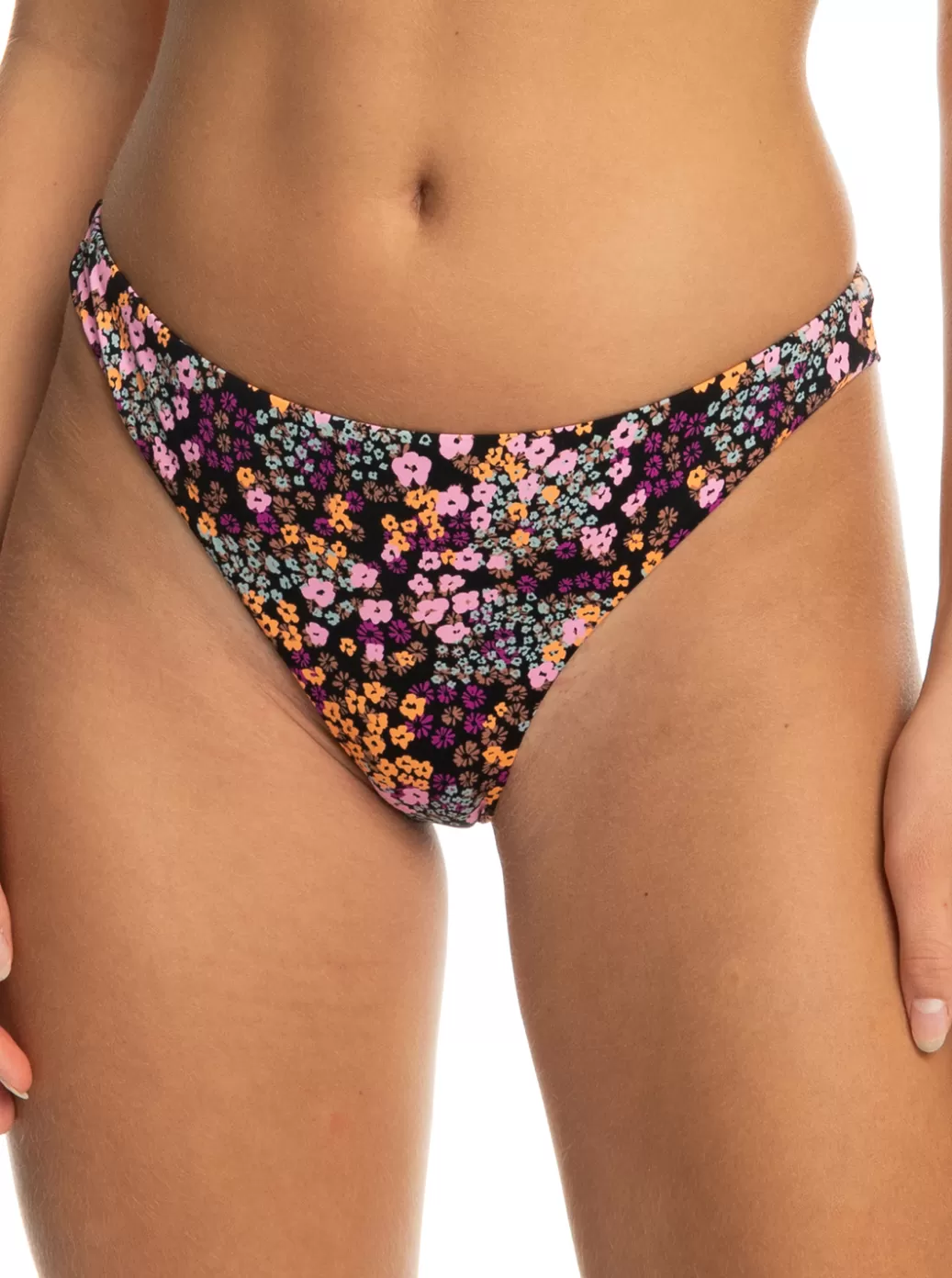 Bikini Bottoms | Bikinis | WOMEN ROXY Printed Beach Classics Cheeky Bikini Bottoms Anthracite Floral Daze